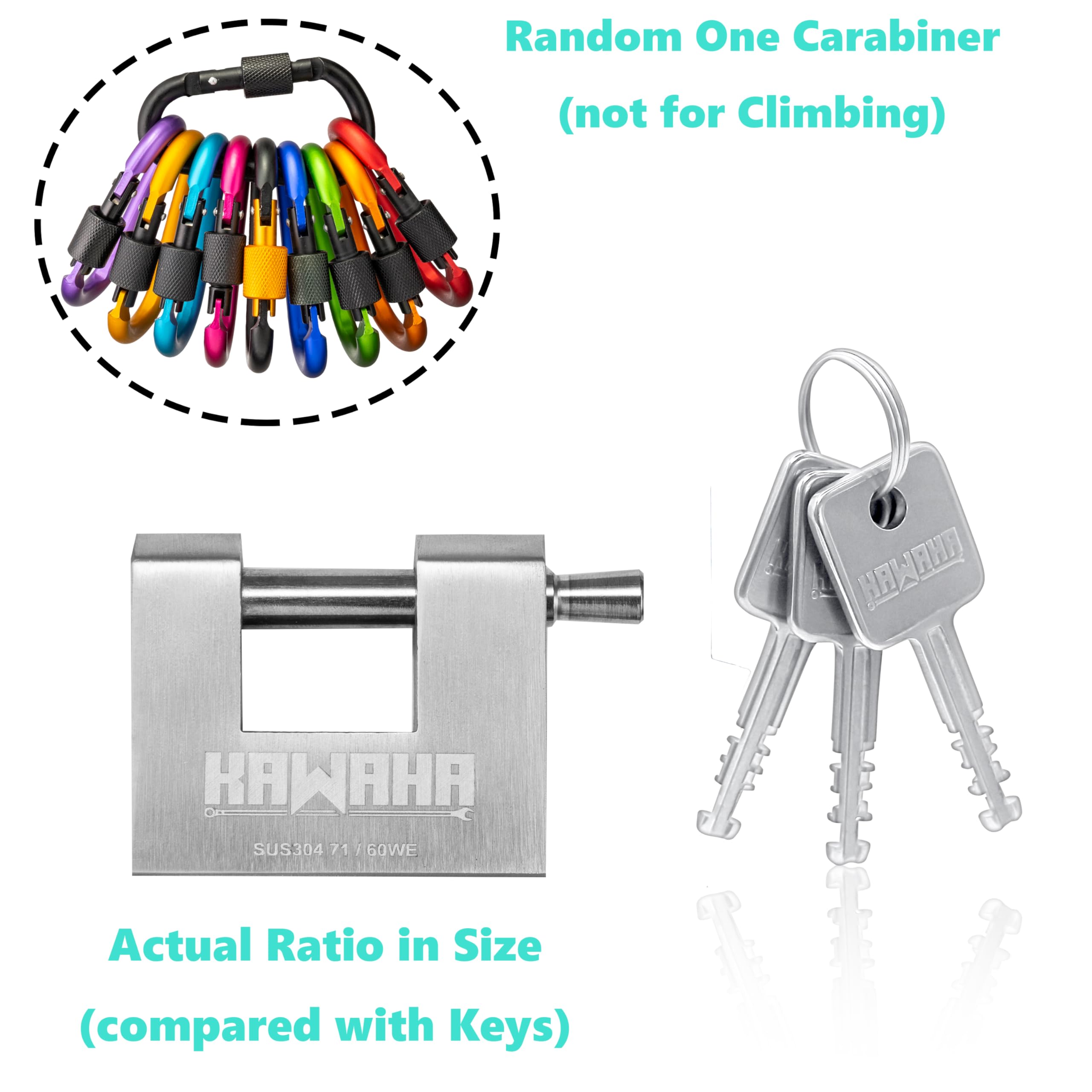 KAWAHA 71/60-2PS Stainless Steel D-Shaped Padlock with Stainless