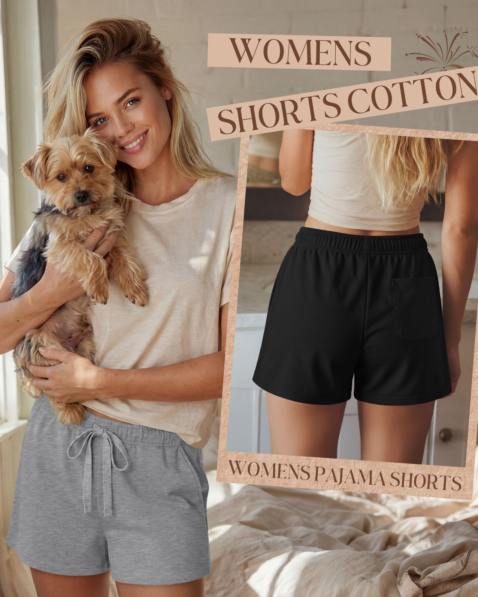 Neer Lot de 3 shorts de survêtement d'été pour femme avec cordon de serrage et poche - Pantalon de course décontracté