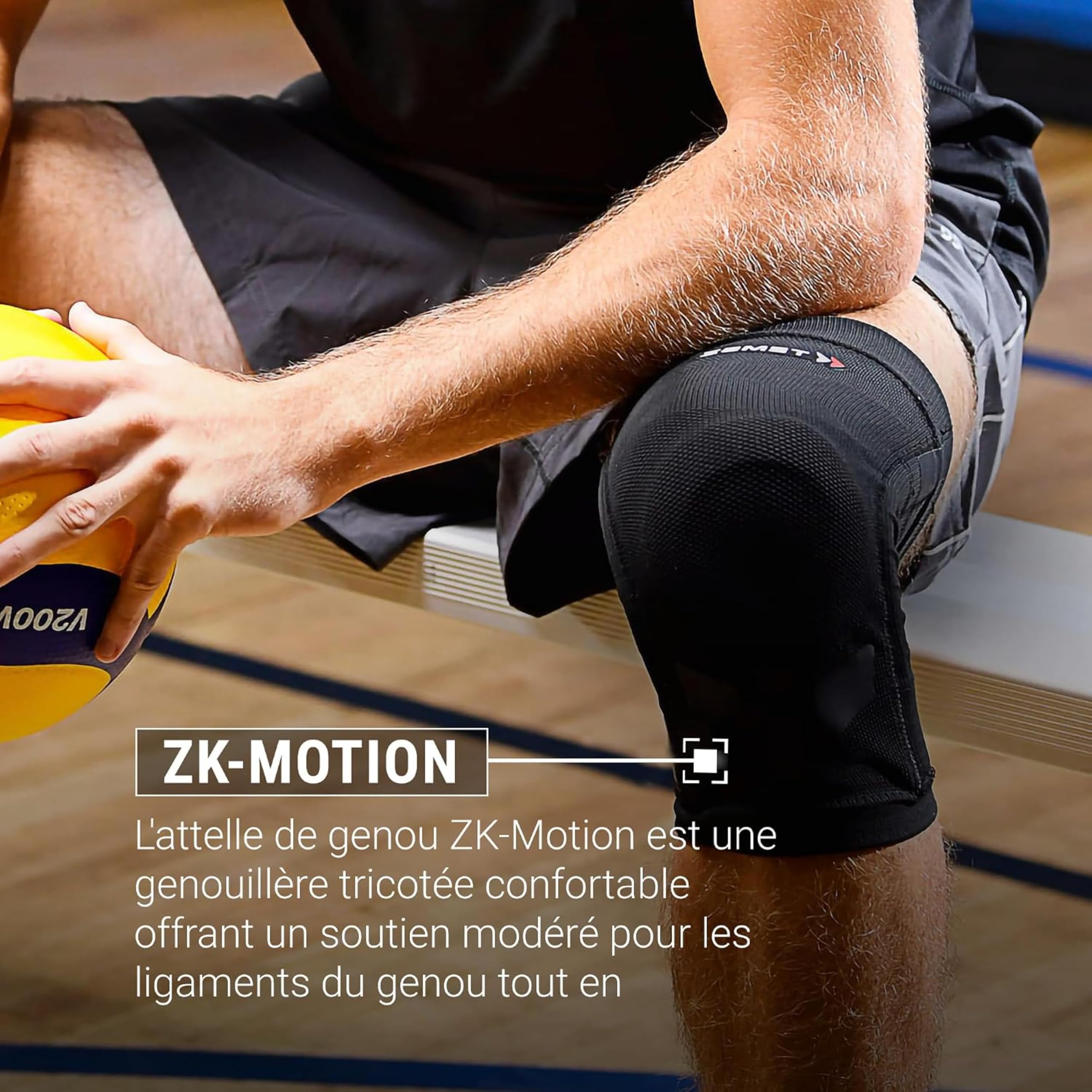 Zamst ZK-Motion Genouillère de Sport - Genouillère de Compression Tricotée Hybride pour Hommes et Femmes avec Renforts en Résine Flexibles, Protection du Genou et Entorses Ligamentaires - Taille M