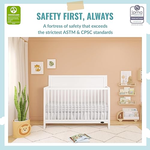 Miniatura 2 de Dream On Me Dillian Cuna convertible 3 en 1 en gris guijarro, certificado JPMA y Greenguard Gold, fabricada con madera de pino de Nueva Zelanda