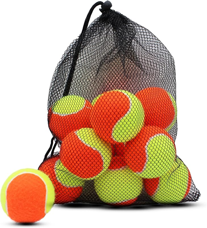 Tennis Balls, 20 Pack Low Compression Stage Tennis Ball | for Beginners Youth Kids Training Practicing with Mesh Bag for Easy Transport