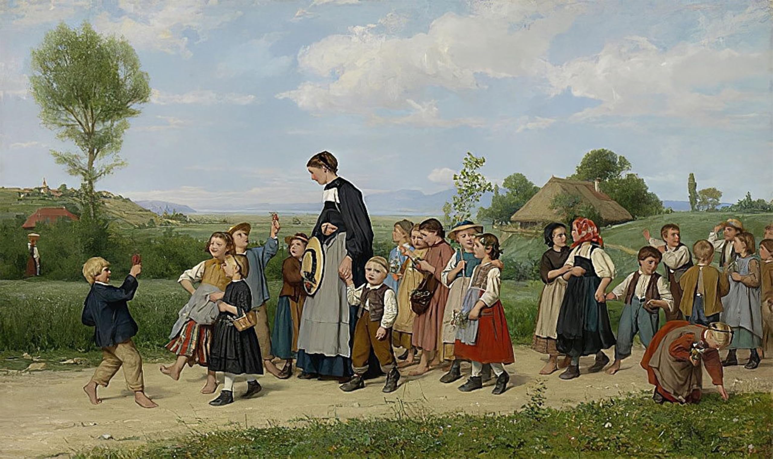 POSTERIIk Famous Animal Posters Vintage Picture the Excursion the School Walk by Albert Anker Modern Wall Decor for Home Decor 60x90cm