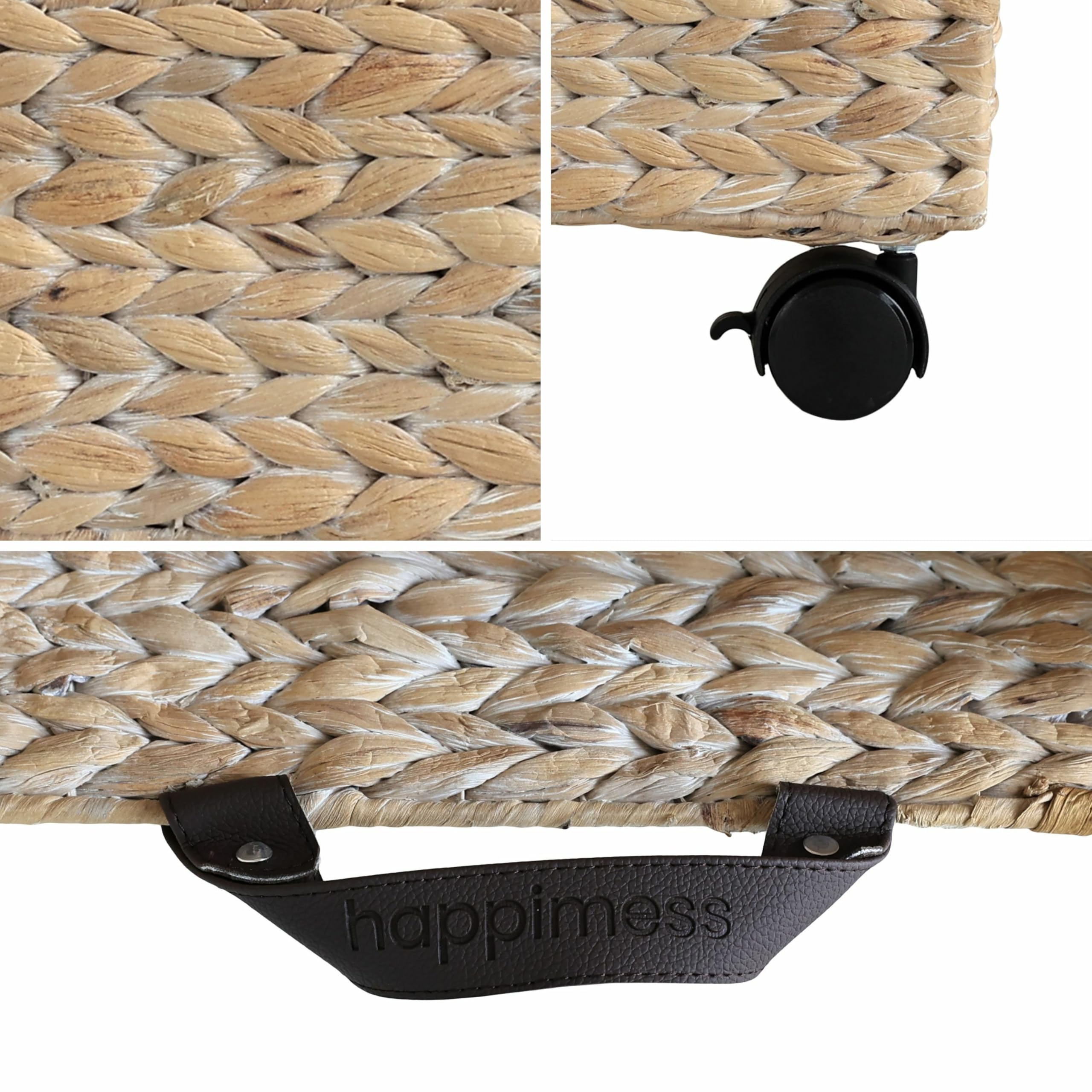 happimess BSK2014C Adaline Classic Farmhouse handgewebte Hyazinthe, rechteckiger Unterbett-Aufbewahrungskorb mit Rollen und Griffen zur Aufbewahrung und Dekoration im Badezimmer, Schlafzimmer, Schrank
