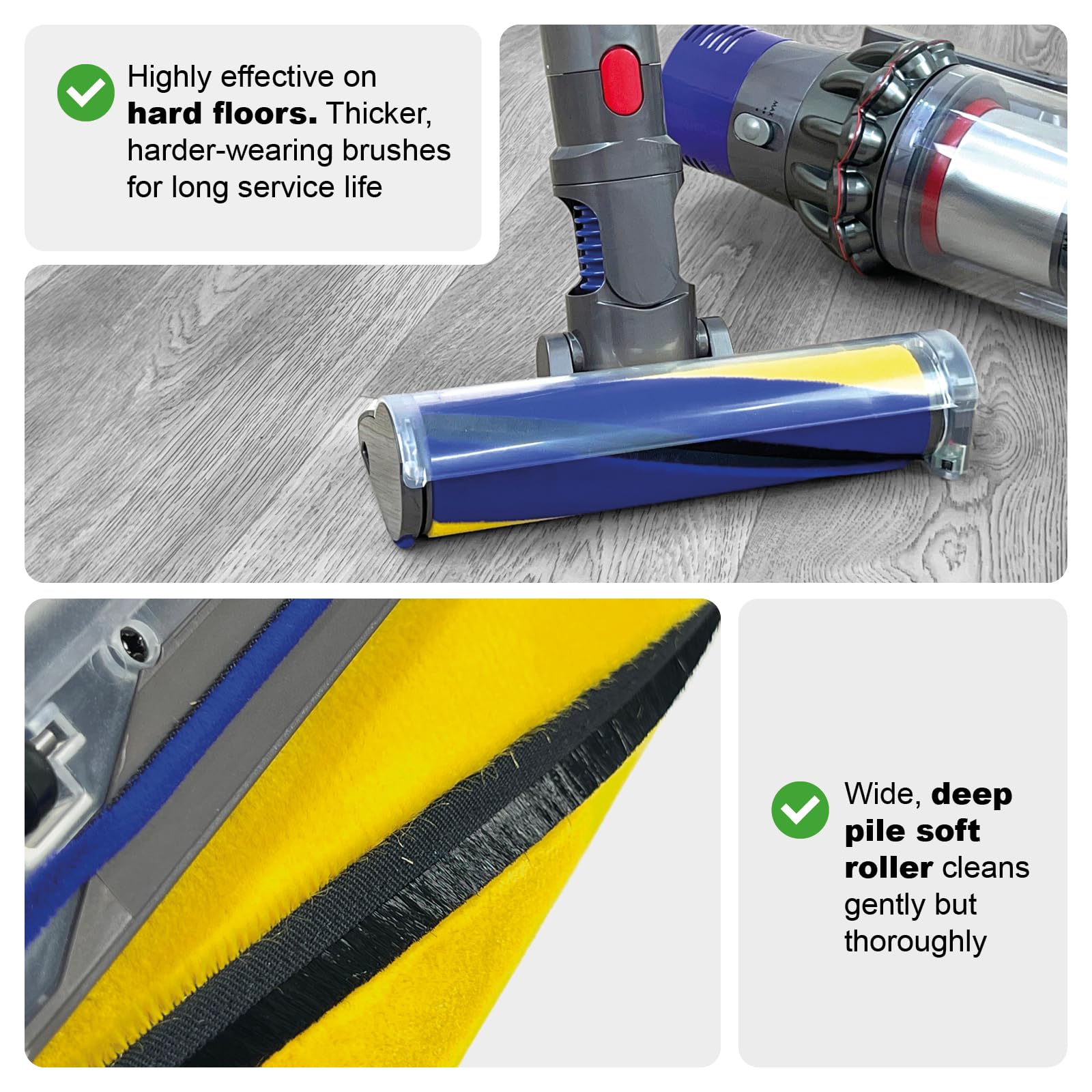 Spares2go Laserowa głowica szczotki podłogowej do odkurzaczy Dyson V11 SV16 V15 SV22 Outsize Absolute Detect