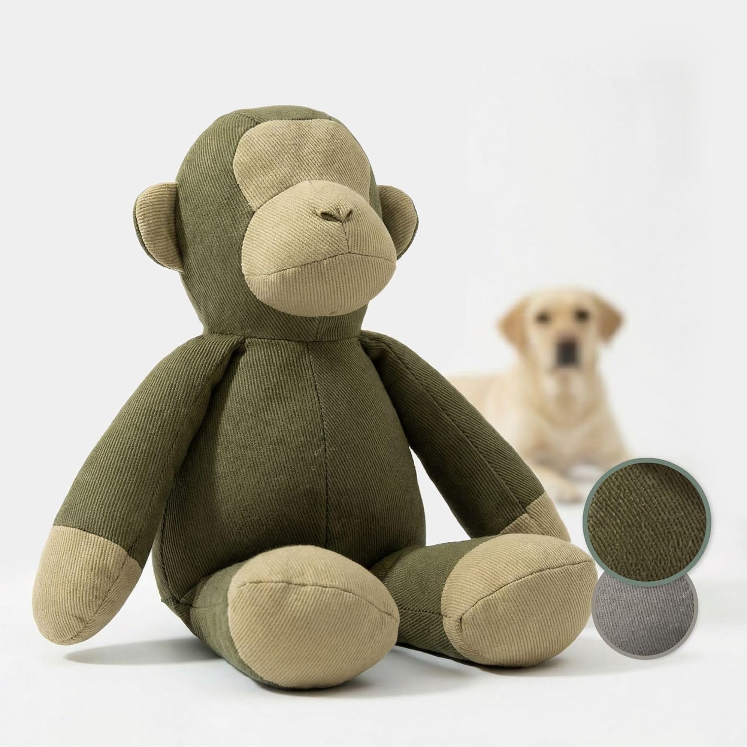 PiuPet® Hundespielzeug AFFE XXL mit Quietscher | Robustes, langlebiges & reißfestes Baumwollspielzeug für Hunde | Sicher, waschbar & ideal für kleine, mittlere und große Hunde (Grün & Beige)