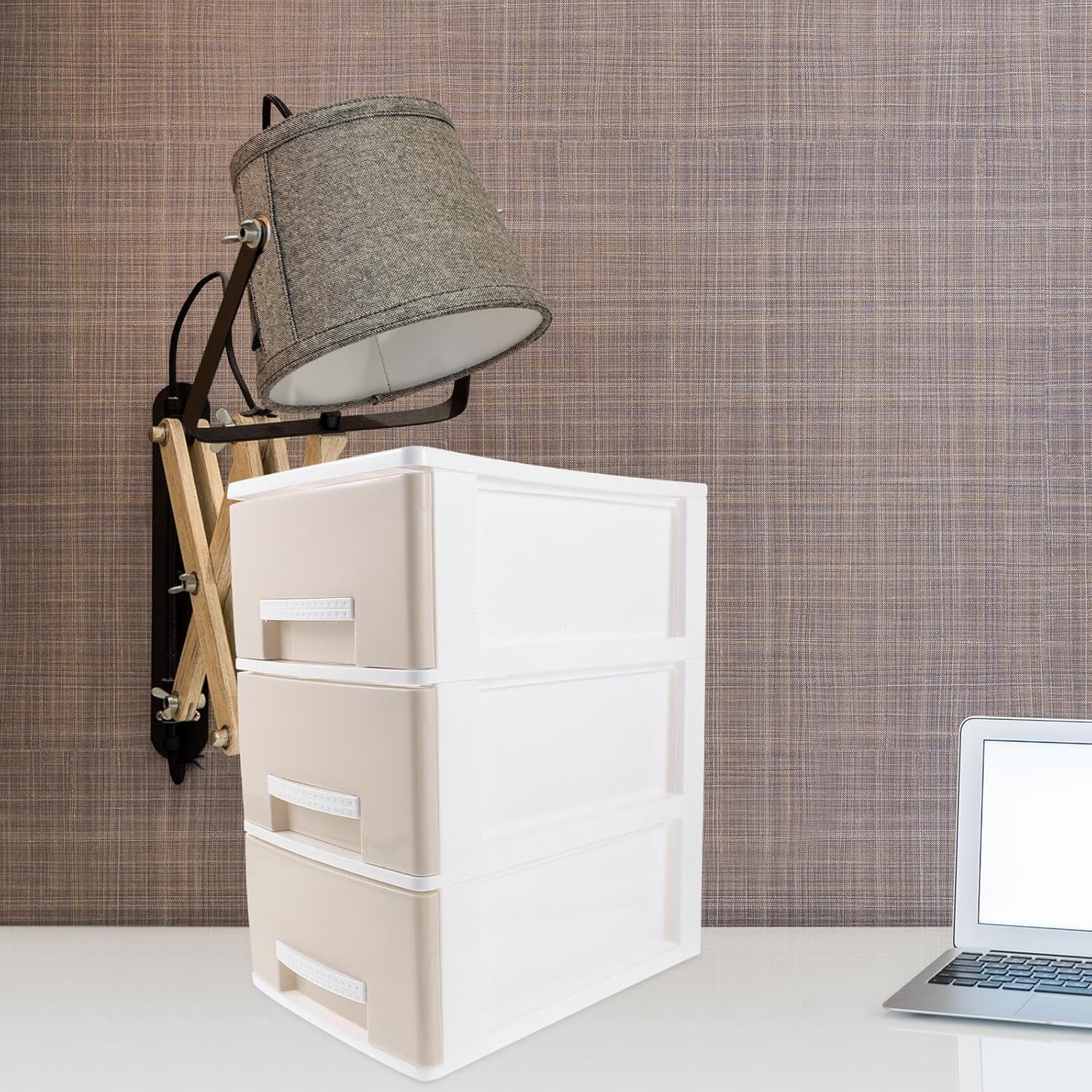 Plastic Storage Drawer Box for Desktop Multi-function Desk Organizer with Large Capacity Lightweight Plastic Office Storage Container for Files Stationery Makeup and Sundries