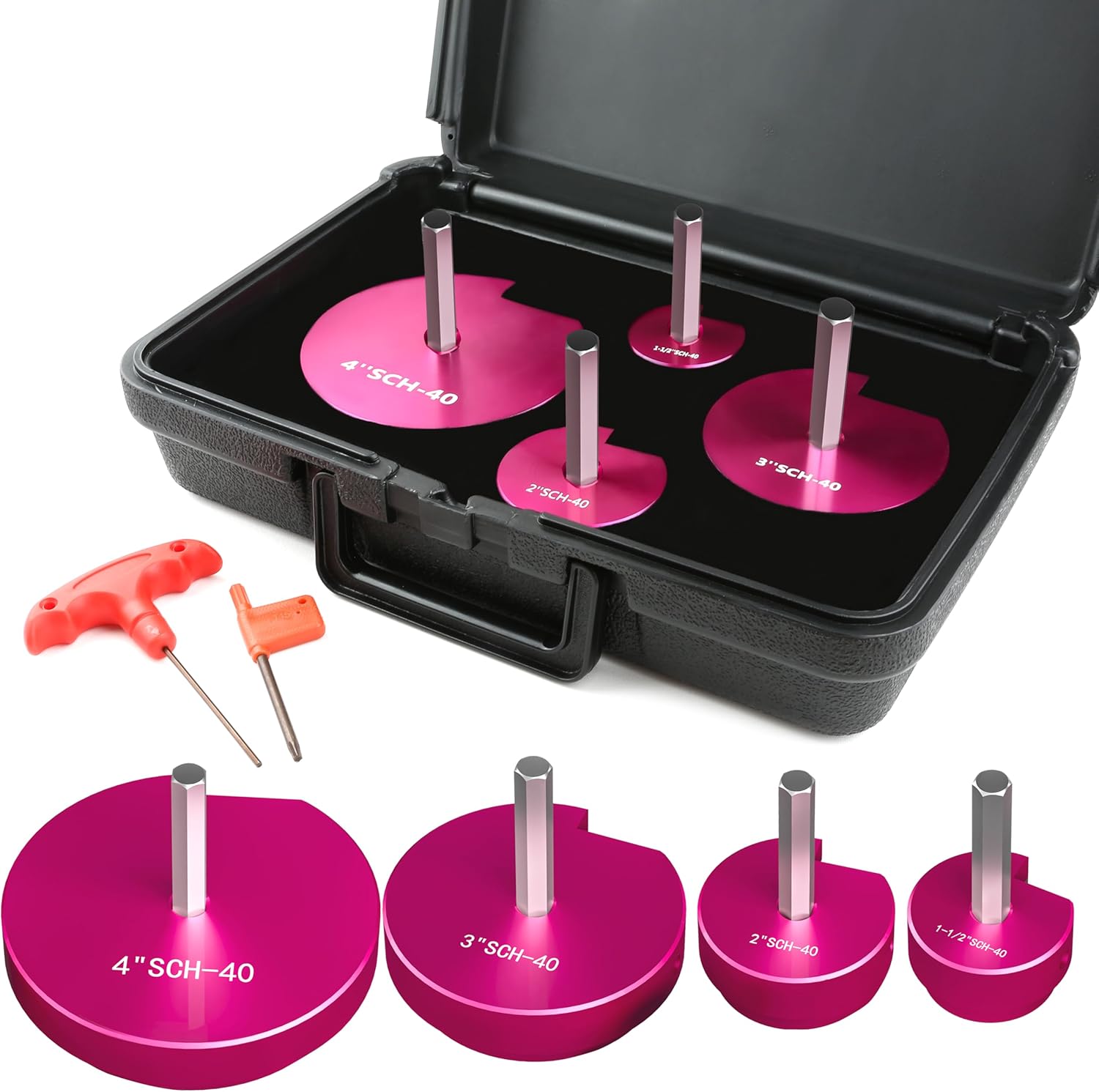 9-piece Pipe Reamer Kit Plastic CPVC ABS Pipe Reamer Tool Size 1/2", 3/4", 1", 1-1/4", 1-1/2", 2", 2-1/2", 3", 4", for Standard 1/2" Drills (9)