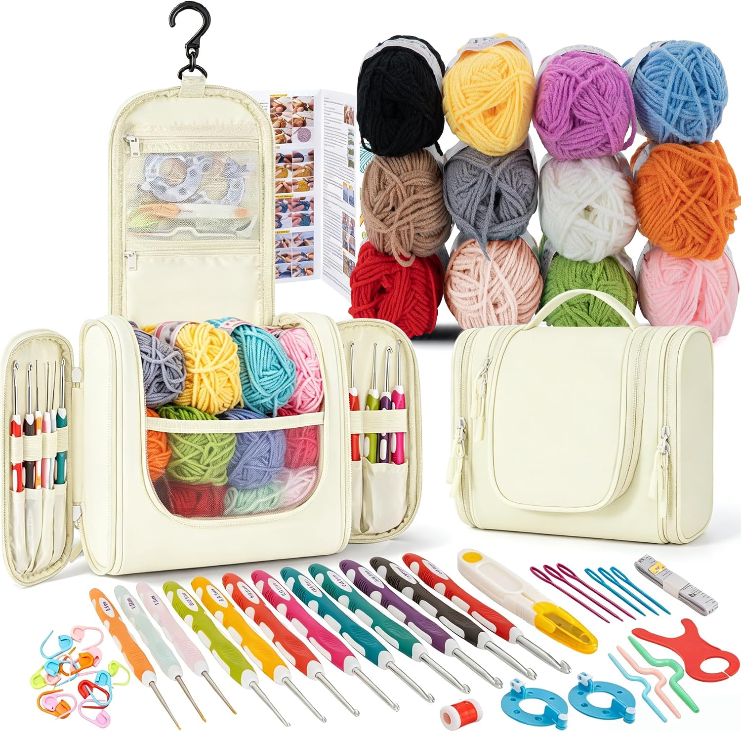 GMAK Crochet Kit for Beginners Adults, All in One Crochet Set Include Yarns