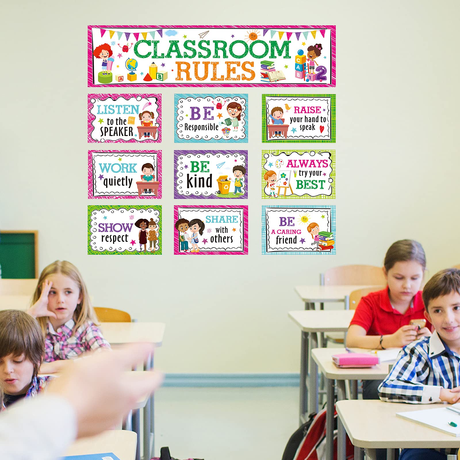 Classroom Rules Bulletin Board Set for Classroom Decorations Classroom Rules Posters Behavior Educational Good Habits Manners Chart for Kindergarten Preschool Primary Middle High School - Image 5