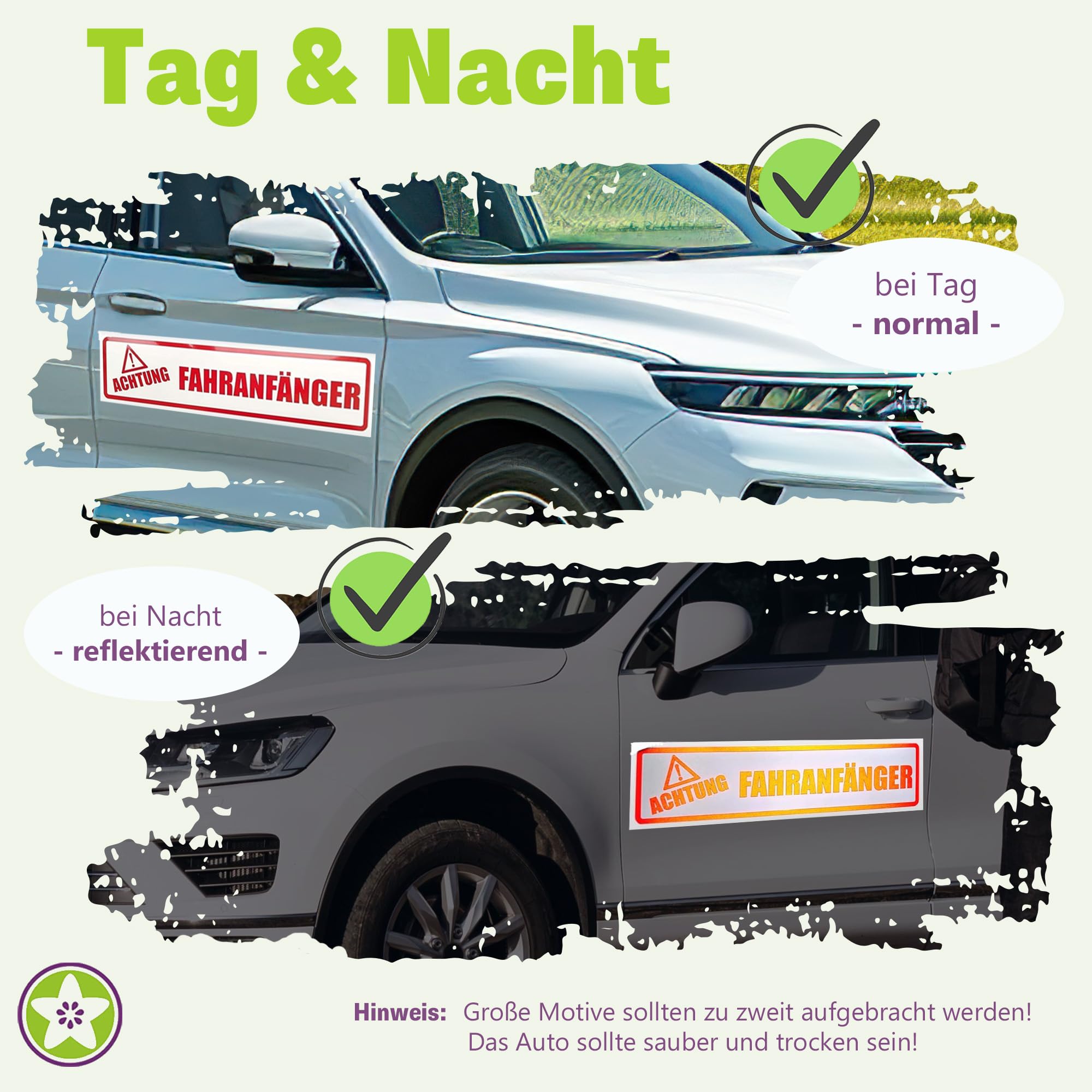 Kiwistar Achtung Anhänger gestreift Magnetschild Schild magnetisch - 60cm Schwarz - reflektierend - Magnetfolie für Auto PKW Kfz