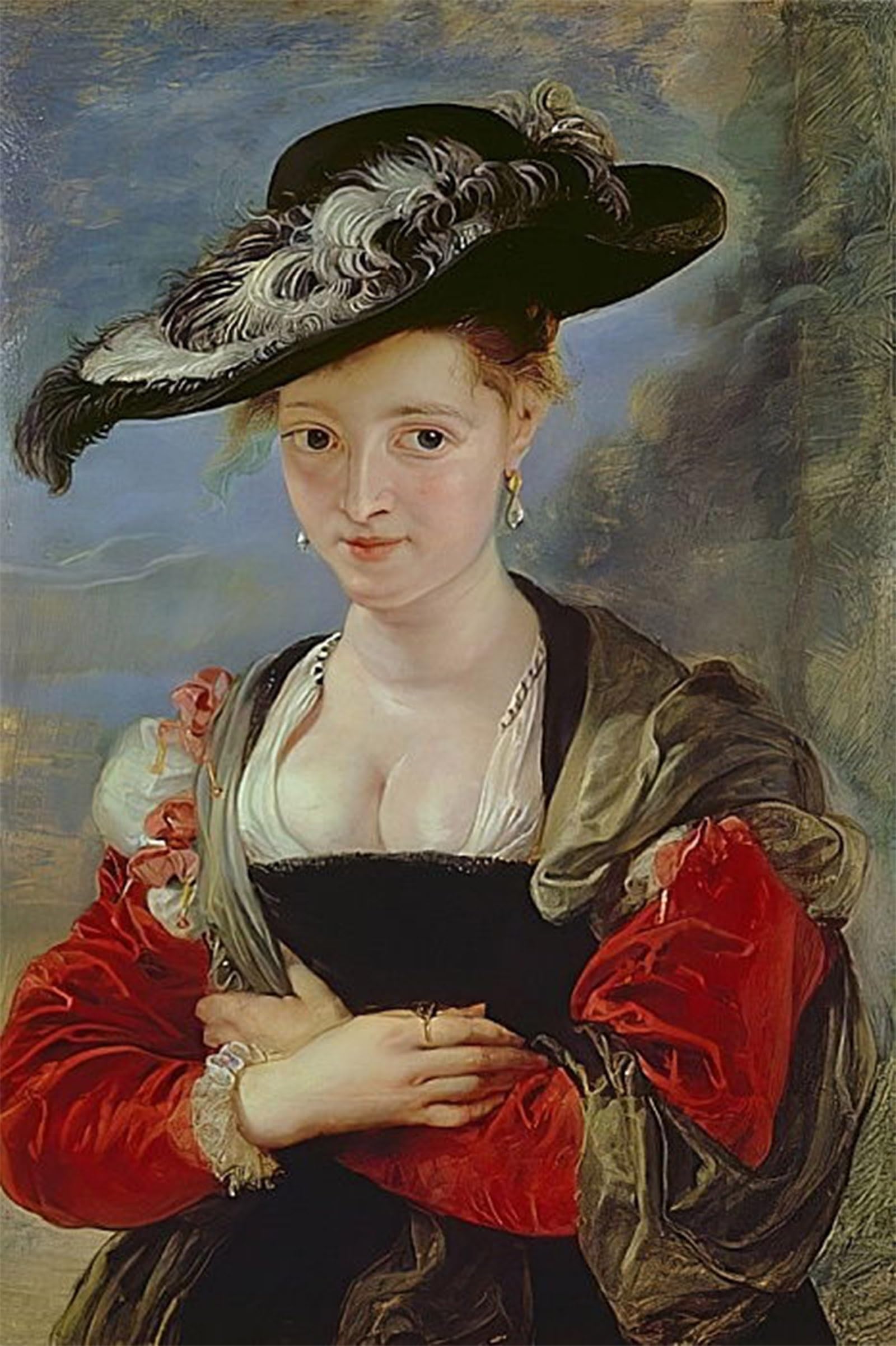 SERENDIPITP Vintage Picture Print on Canvas Wall Art Poster Portrait of Susanna Lunden The Straw Hat Probably by Peter Paul Rubens Artwork Print Poster for Wall Decor 60x90cm