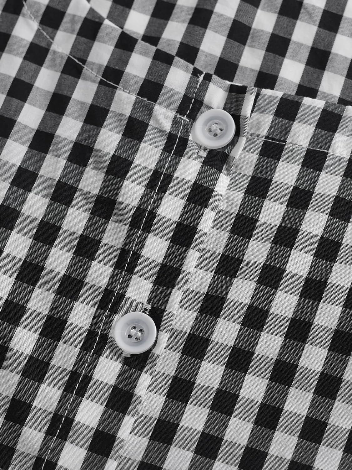 Latuza Women's Gingham Square Neck Pajama Tops Cotton Button Up Sleep Shirt