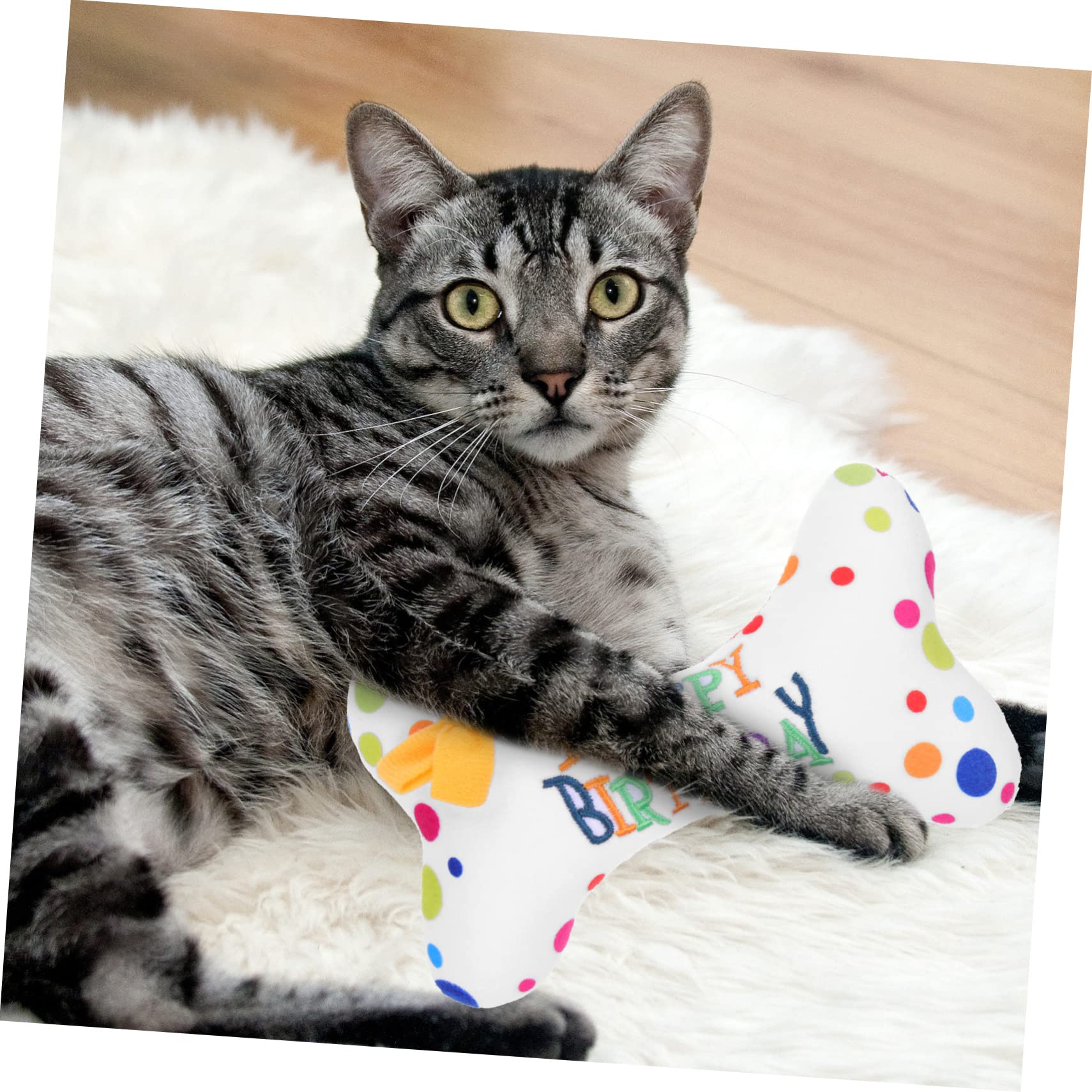 INOOMP 8pièces Jouets Peluche pour Chats Gâteau Anniversaire Et Brodé Jouets Squeaky Amusants pour Chats Intérieur pour Jeu Et Intelligence Feline