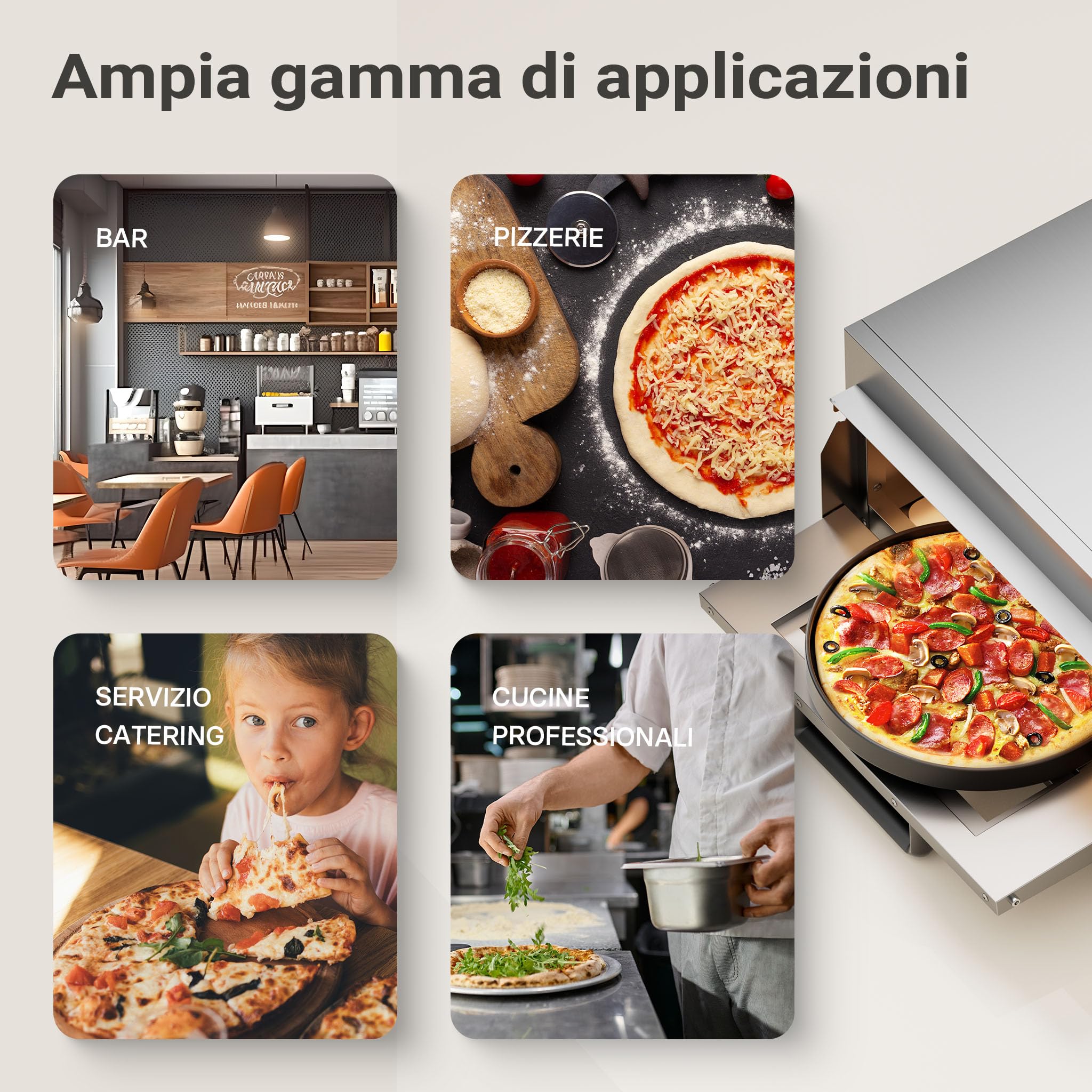 Wiltec Forno pizza elettrico, con pietra refrattaria in cordierite, 2000W, max 350°C Fornetto pizza