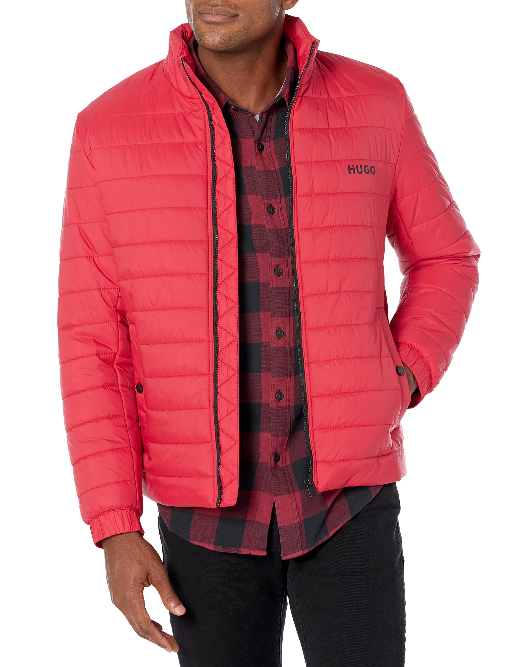 HUGO Mens Lightweight Hooded Puffer Jacket
