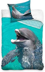 MTOnlinehandel Delfin Bettwäsche Set 135x200 + 80x80 | 100% Baumwolle Kinderbettwäsche