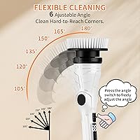 Vista 3 de Electric Spin Scrubber, Power Electric Scrubber for Cleaning, Shower Cordless Cleaning Brush with 6 Adjustable Angles,8 Brush Heads, 3 Speed Mode