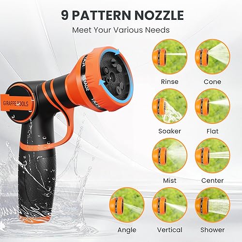 Miniatura 6 de Giraffe Tools CW20 Carrete retráctil para manguera de jardín de 58 pulgadas x 60 pies, carrete de manguera de agua resistente, soporte giratorio,