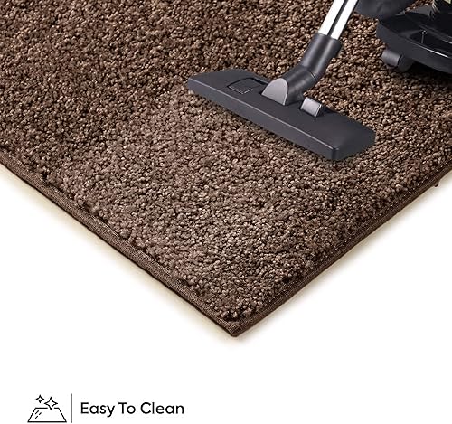 Miniatura 6 de Alfombra moderna de felpa de color marrón liso, para interiores y exteriores, ideal para niños, mascotas, eventos, sala de estar, fabricada en