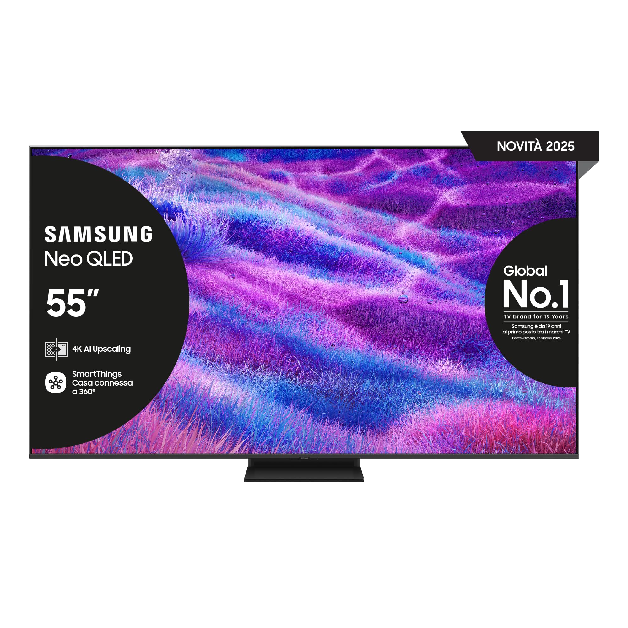 Samsung Smart TV 55'' QE55QN83FAUXZT Neo QLED 4K Mini LED, NQ4 AI Gen2 Processor, 4K AI Upscaling, AI Customization Mode, Dolby Atmos & OTS Lite, Simple Chamfer Design, 2025