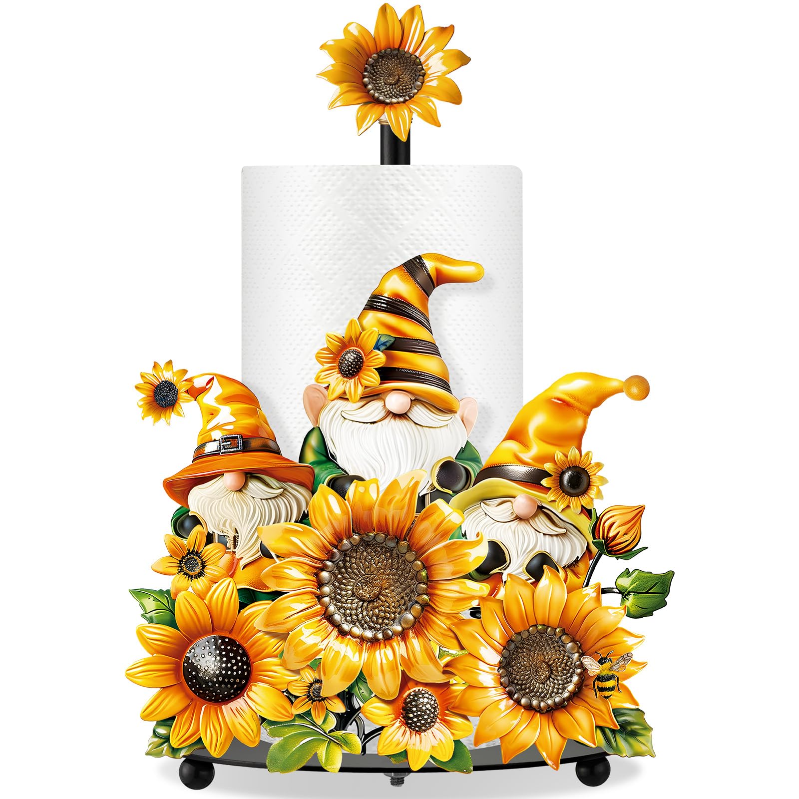 Soporte de papel de cocina de gnomo y girasol, el regalo rústico perfecto para Acción de Gracias