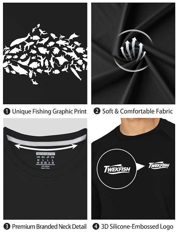 Twekfish Men's Fishing Shirt Long Sleeve, UPF50+ UV Protection Sun Shirts, Quick Dry Graphic T Shirt for Running Hiking by Twekfish - Used condition - Image 5