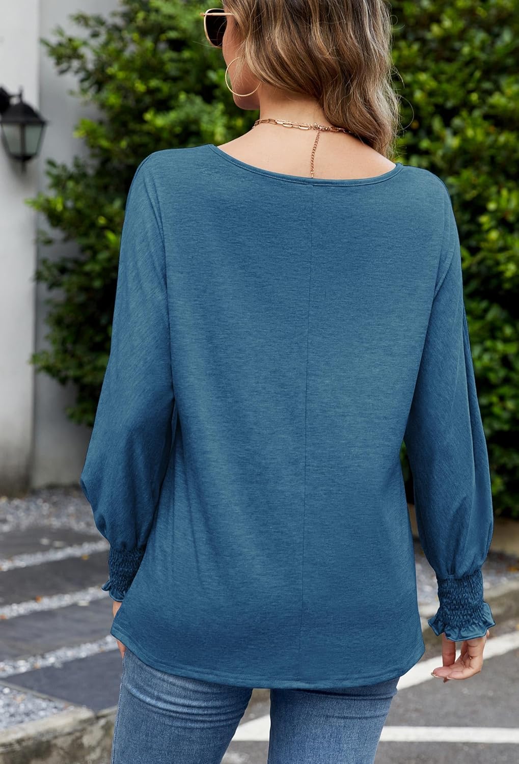 Neineiwu Womens Fall Fashion Tops Ruffle Long Sleeve Pullover Shirts Loose Casual Crewneck Basic Tees Blouses Tunic - Image 5