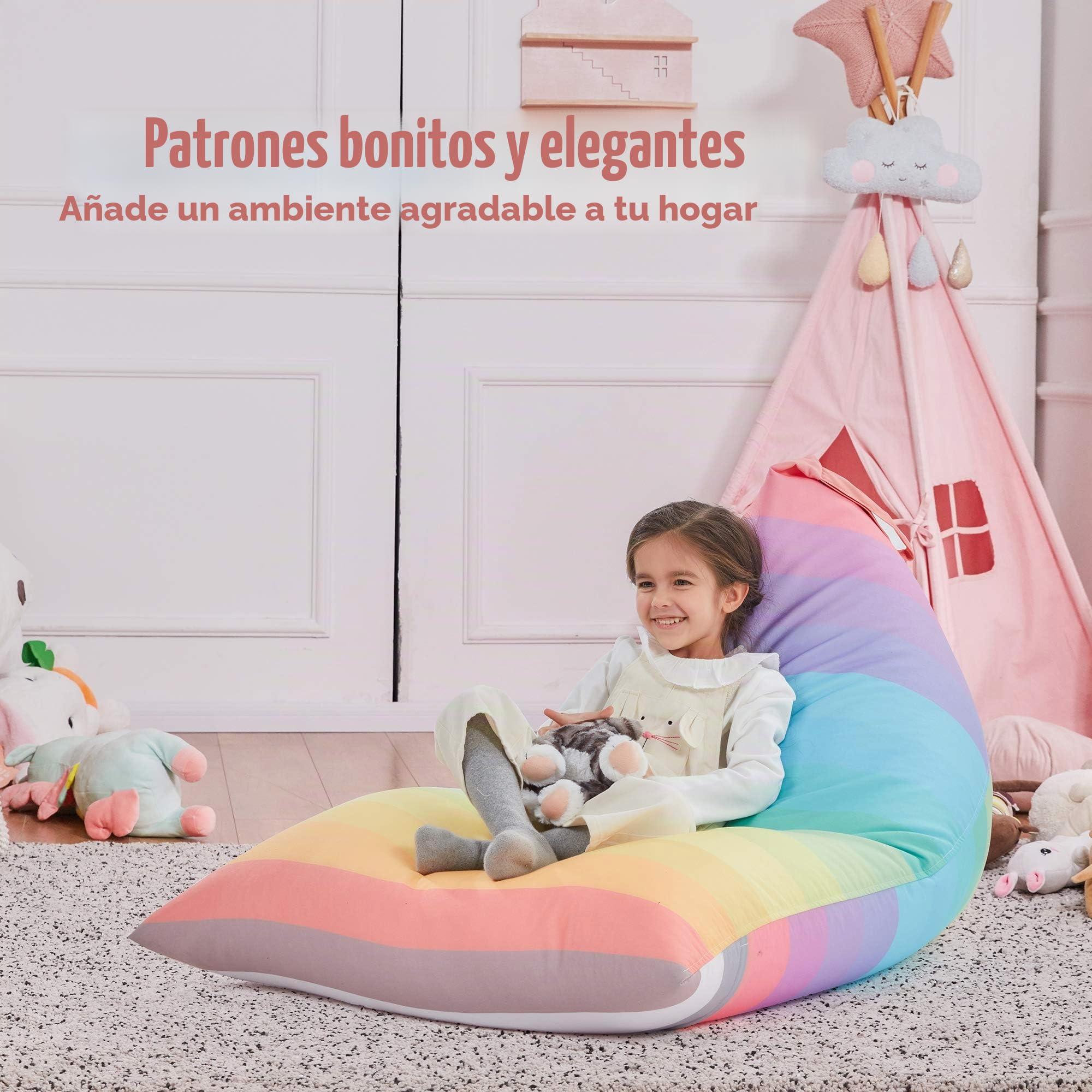 Funda de puf de Almacenamiento de Animales de Peluche Solo para niños y Adultos, Bolsa de puf Extragrande sin Relleno, Soporte y Organizador de Juguetes de Peluche