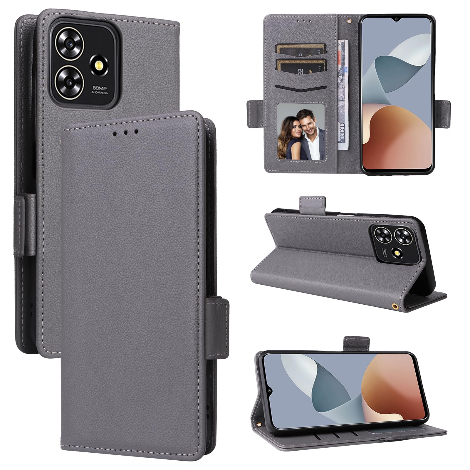 YKNIUFLY Cover per ZTE Blade A34, Pelle PU Preiu agnetico Flip Case