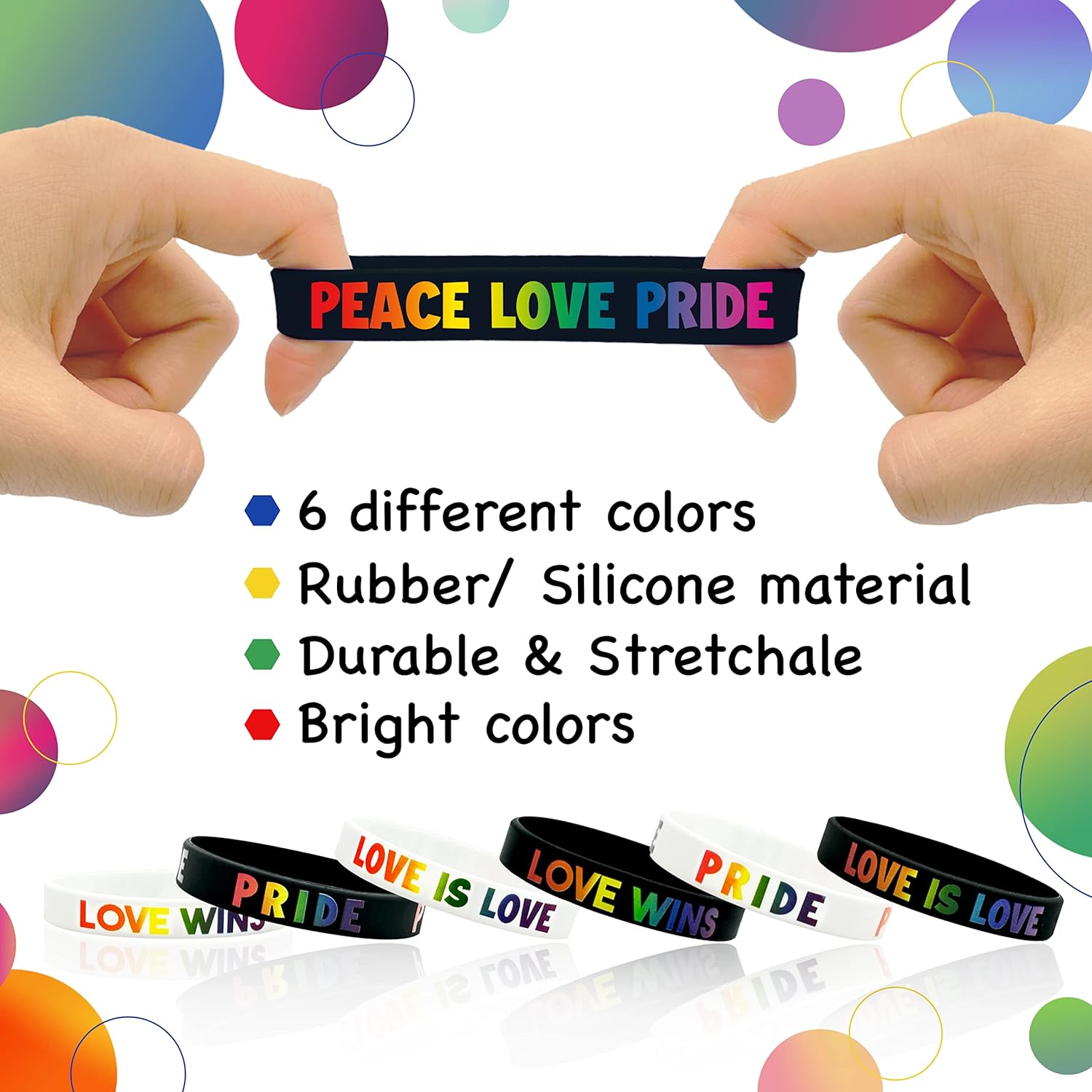 Cinrobiye 30 Pcs Rainbow Pride Wristbands Gay Pride Silicone Bracelet LGBT Accessories Love Gay Lesbian Rainbow Stuff Wristbands Sports Rubber Bracelets Gifts for Gay Party Decorations Supplies - Image 3