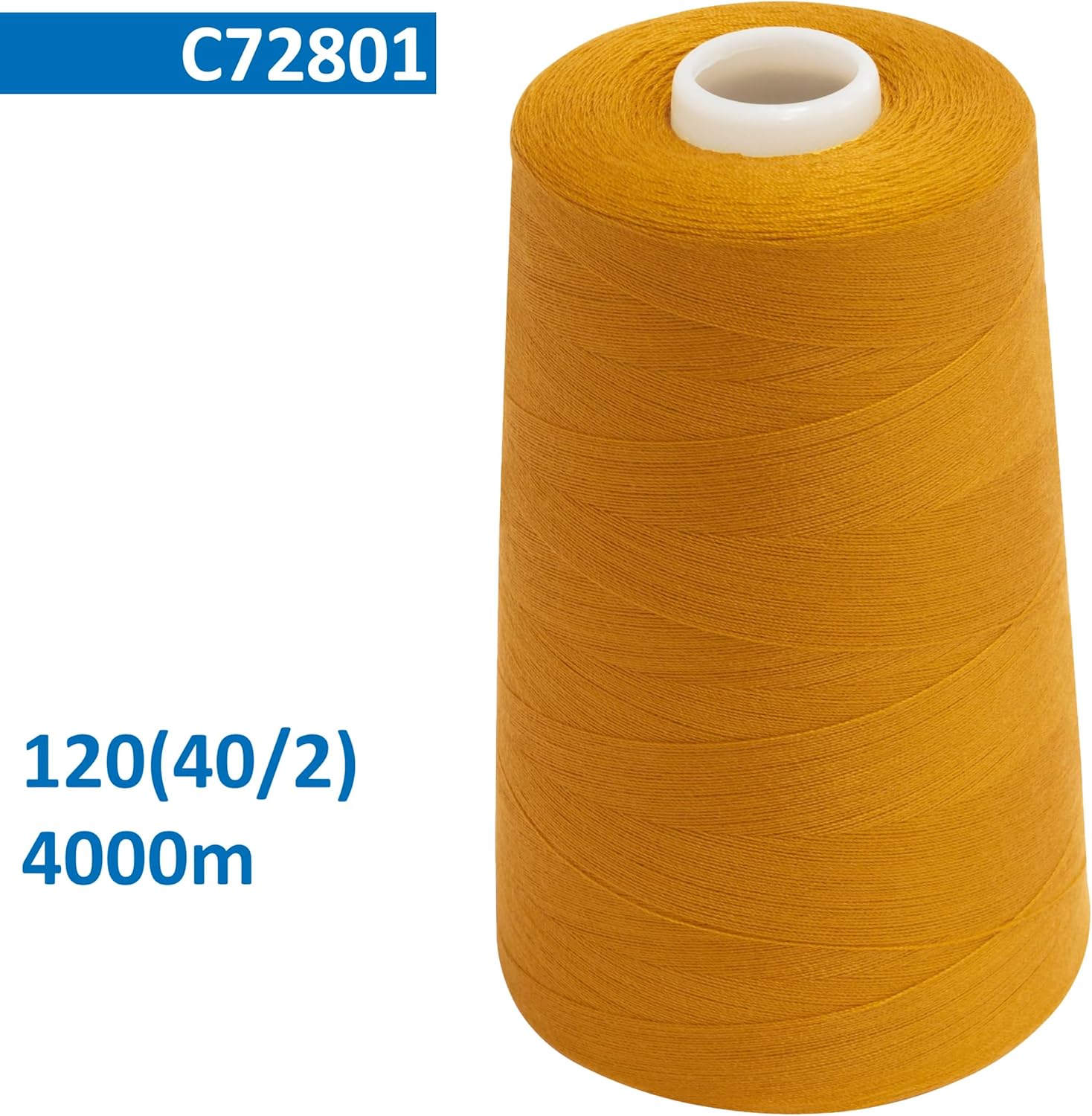 AERZETIX - C72801 - Spool of sewing thread 120 (40/2) 4000 m - polyester - amber yellow colour - sewing haberdashery twine cord sewing clothes leather goods