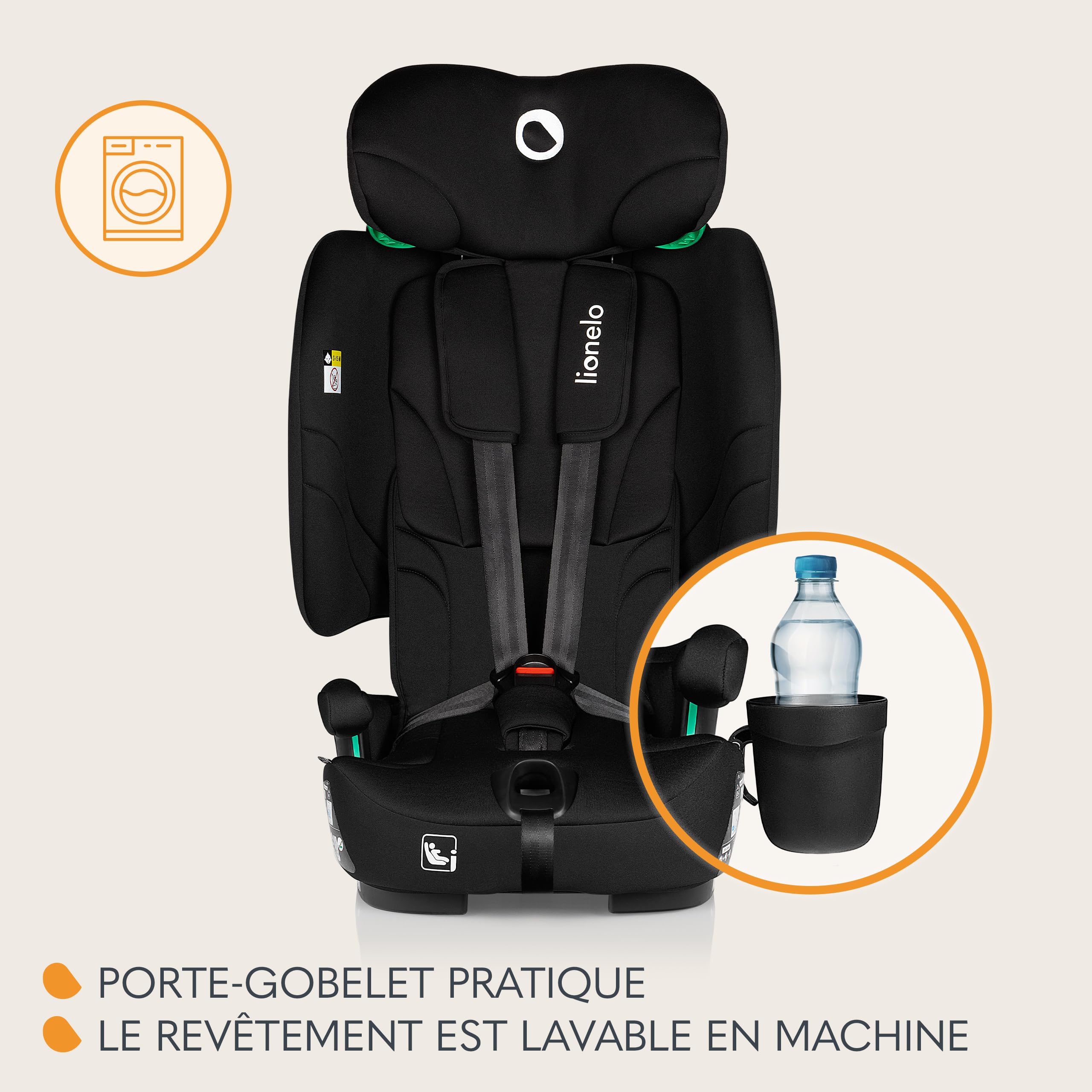 Lionelo NELLY I-SIZE Siège Auto, Installation Arrière 76 à 150 cm ISOFIX | Sangle TT Pliable Enfant (Approx. 15 Mois à 12 Ans) Groupe 1 2 3, Réglage de l'Appui-Tête et du Dossier