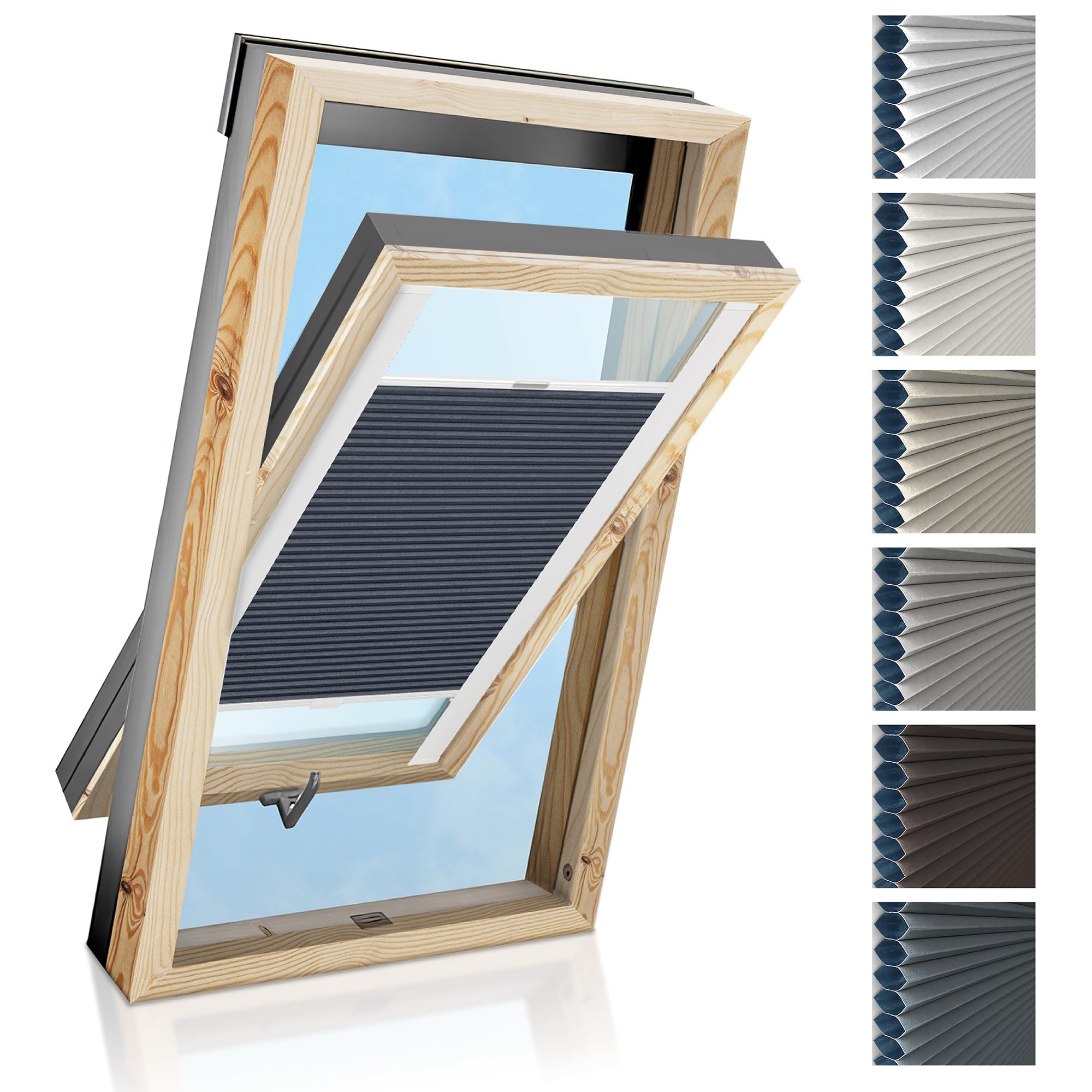 Estika Custom Dachfenster Wabenplissee - nach Maß - Premium Kollektion 7 Stofffarben - Breite 30-120 cm, Höhe 50-149 cm - Dachfensterrollo, Sonnenschutz Dachfenster, Thermo-Plissee