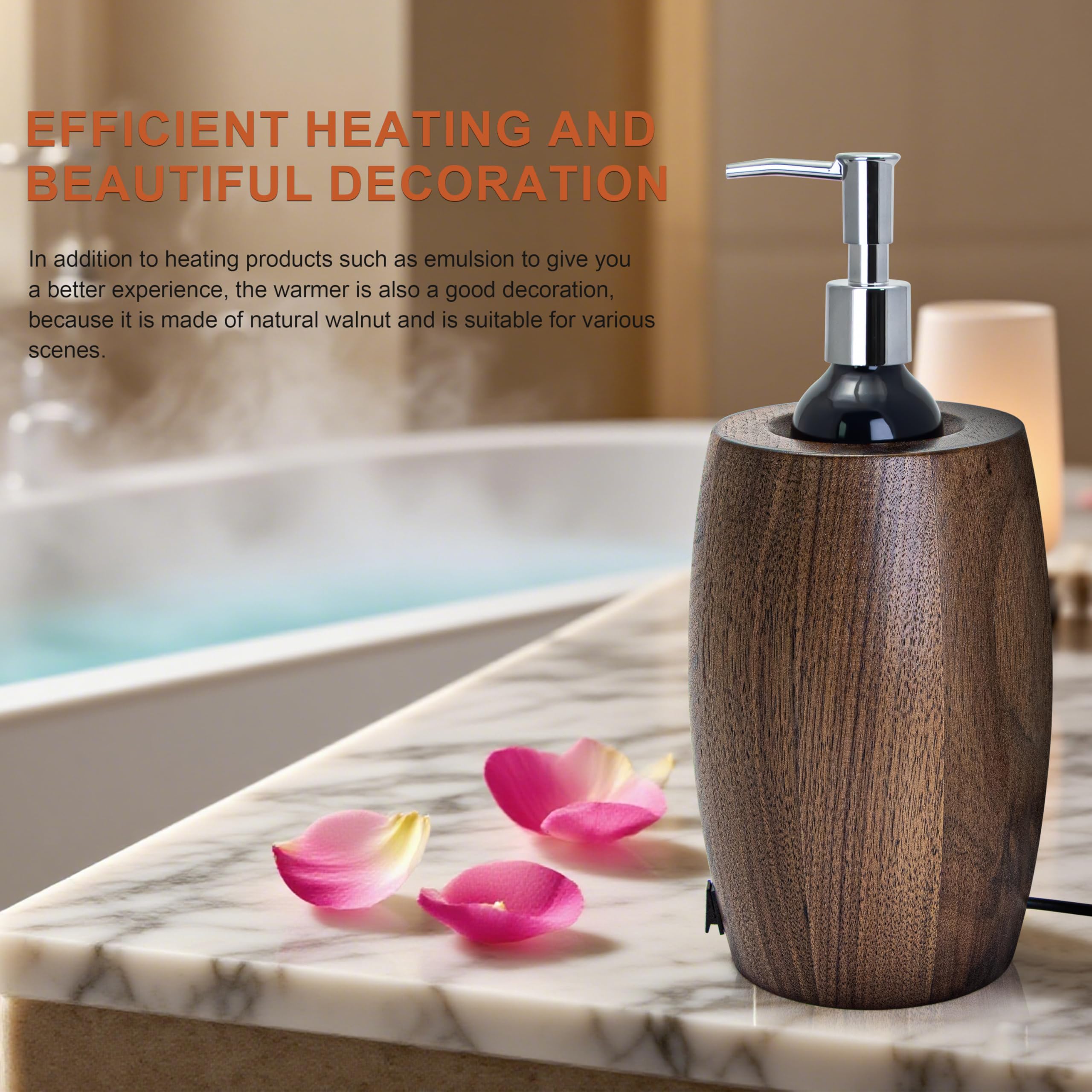 Elitzia Massaggio in noce massello scalda olio con pompa in acciaio inox bottiglia | 70W Intelligente 50-60 ° C Temperatura Costante Lozione Gel Crema Riscaldatore per Spa Salon Home Massage ETAW02C