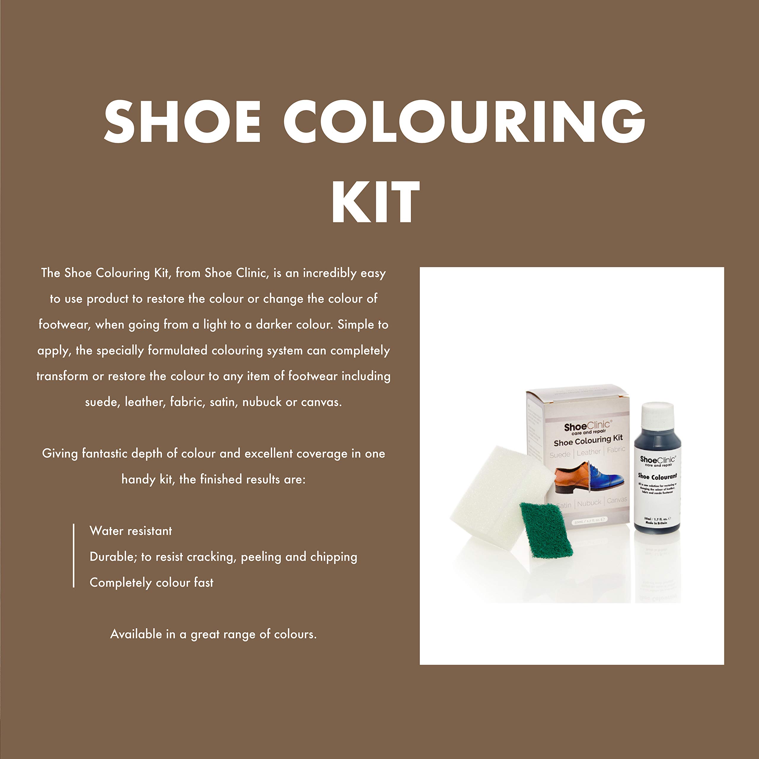 All In One Shoe Colouring Kit Restores the Colour of Leather, Suede, Nubuck, Fabric, Satin