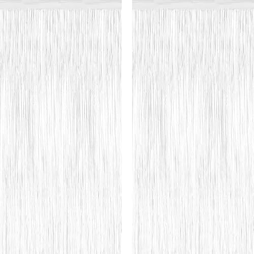 Miniatura 80 de Paquete de 2 telones de fondo de oropel rojo, cortinas de flecos de 3.28 pies x 7.05 pies, decoraciones de fiesta para aniversarios de boda