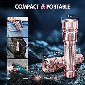 WdtPro Rechargeable Flashlights High Lumens, 1 Pack 10H Long Lasting Super Bright EDC Flashlights, LED Mini Tactical Flash Lights for Camping Emergency, Drop & Water Resistant Pink(Battery Included)