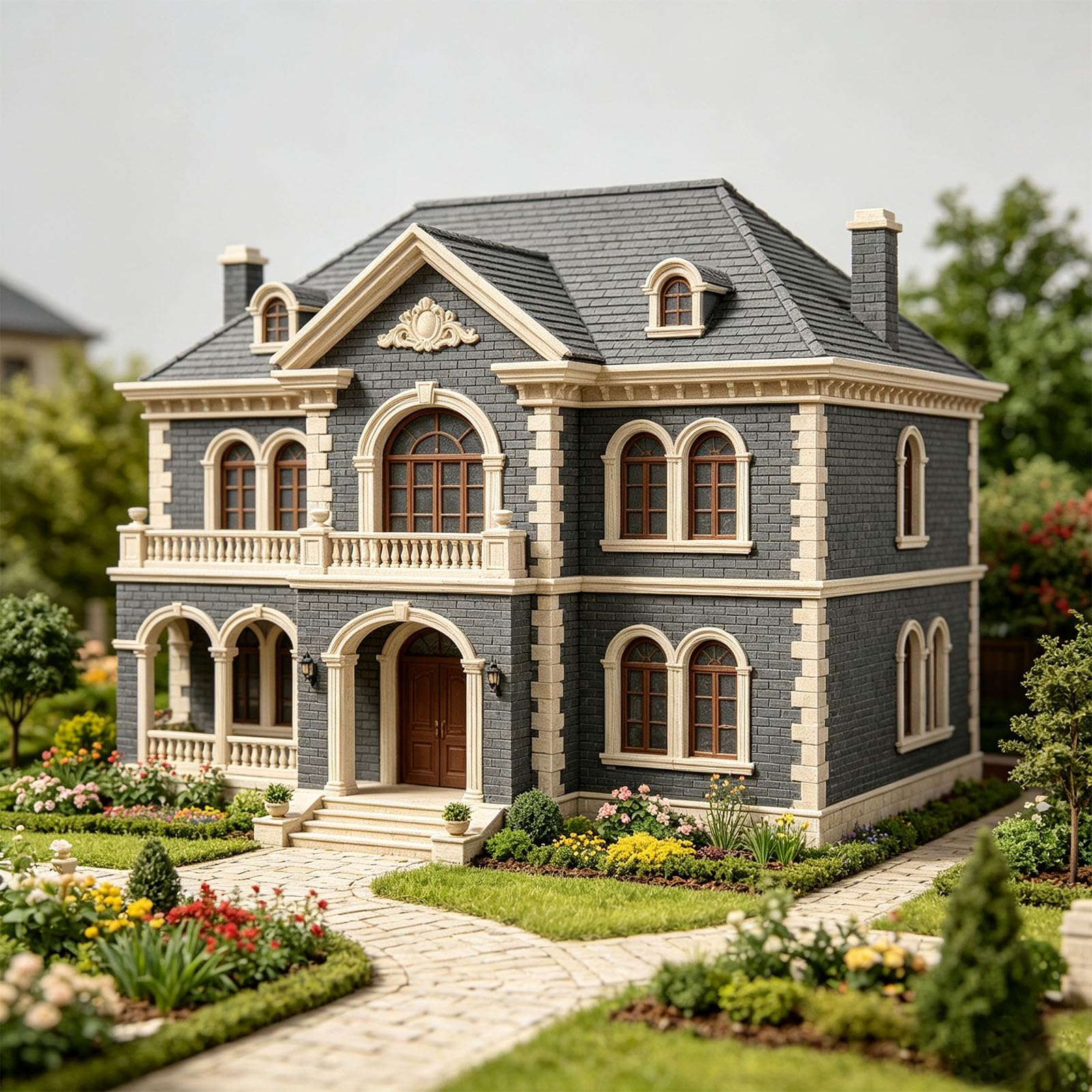 Miniaturowe cegły miniaturowe cegły model cegieł, mini szare cegły, model, stół piaskowy, akcesoria mikrokrajobrazowe, DIY, domek dla lalek, diorama, wróżka (szara, 300 szt., wersja o
