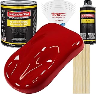 Restoration Shop - Victory Red Acrylic Enamel Auto Paint - Complete Gallon Paint Kit - Professional Single Stage High Gloss Automotive, Car, Truck, Equipment Coating, 8:1 Mix Ratio, 2.8 VOC