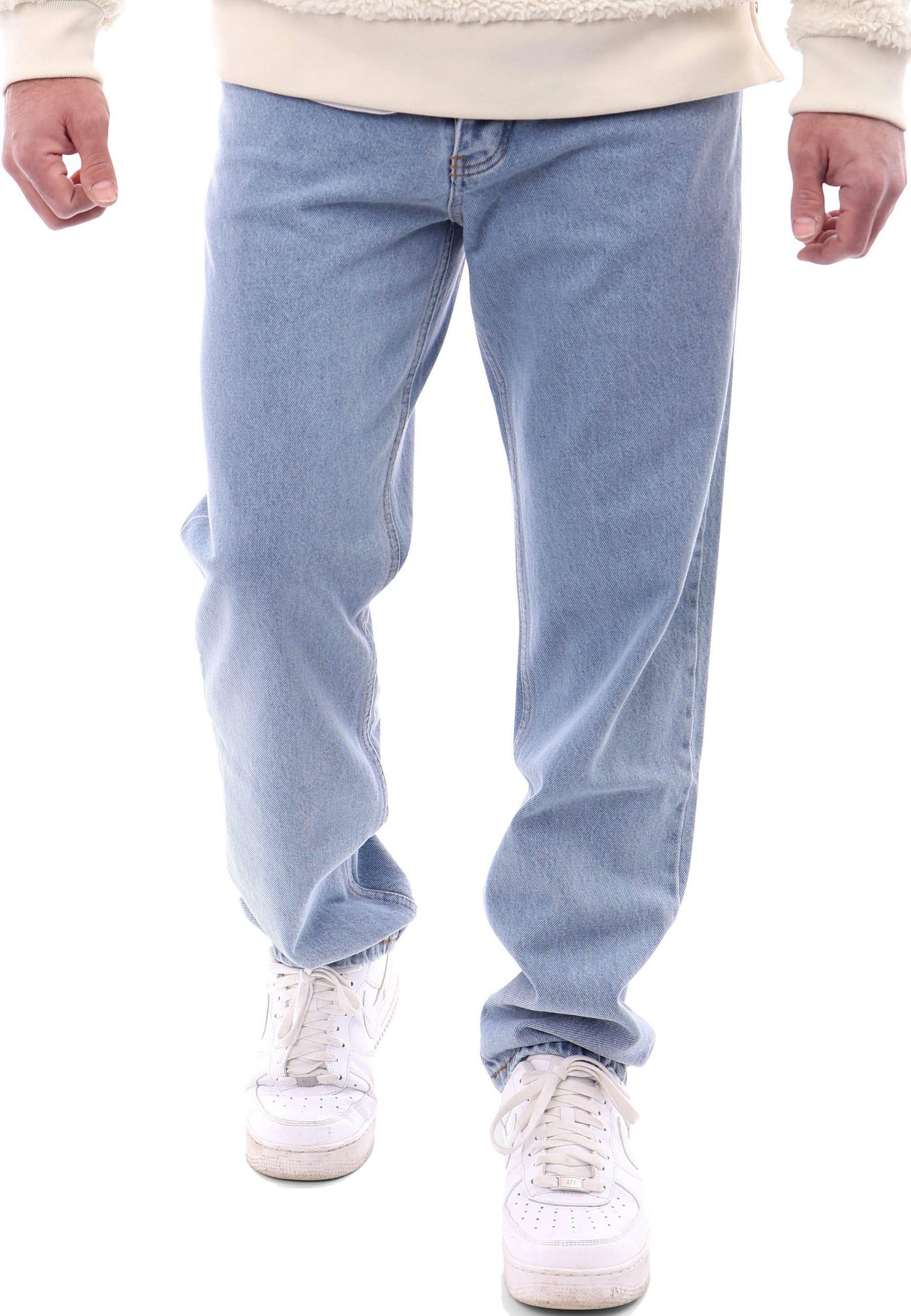 Reslad Jeans Herren Loose Fit l Herrenhose mit Knopfleiste l lässige Männer-Jeanshose RS-2105