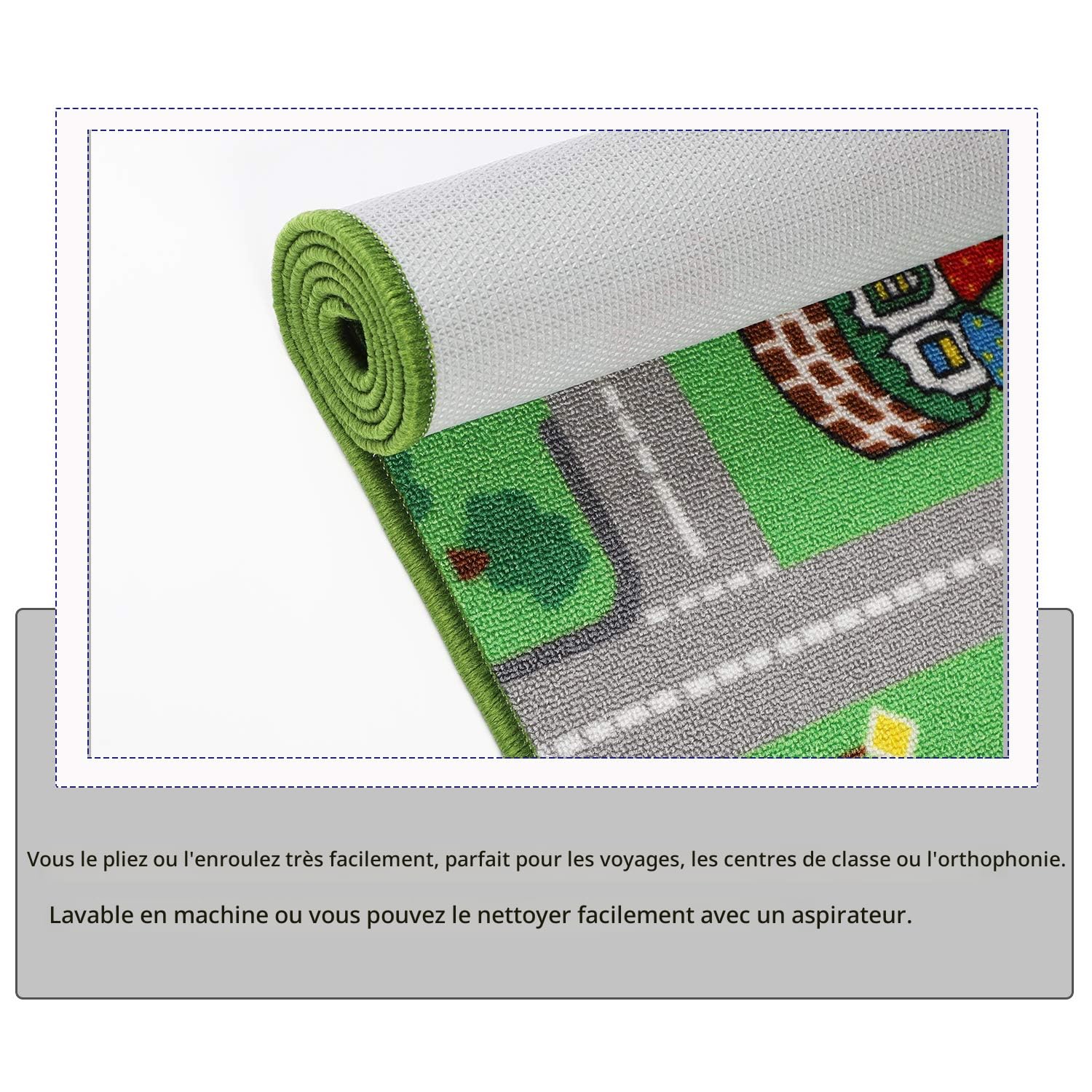 Capslpad Grand tapis éducatif pour enfants - Motif route de circulation routière - Tapis de jeu pour enfants - Pour salle de jeux, salon, chambre d' enfant, décoration de chambre d'enfant - Bleu