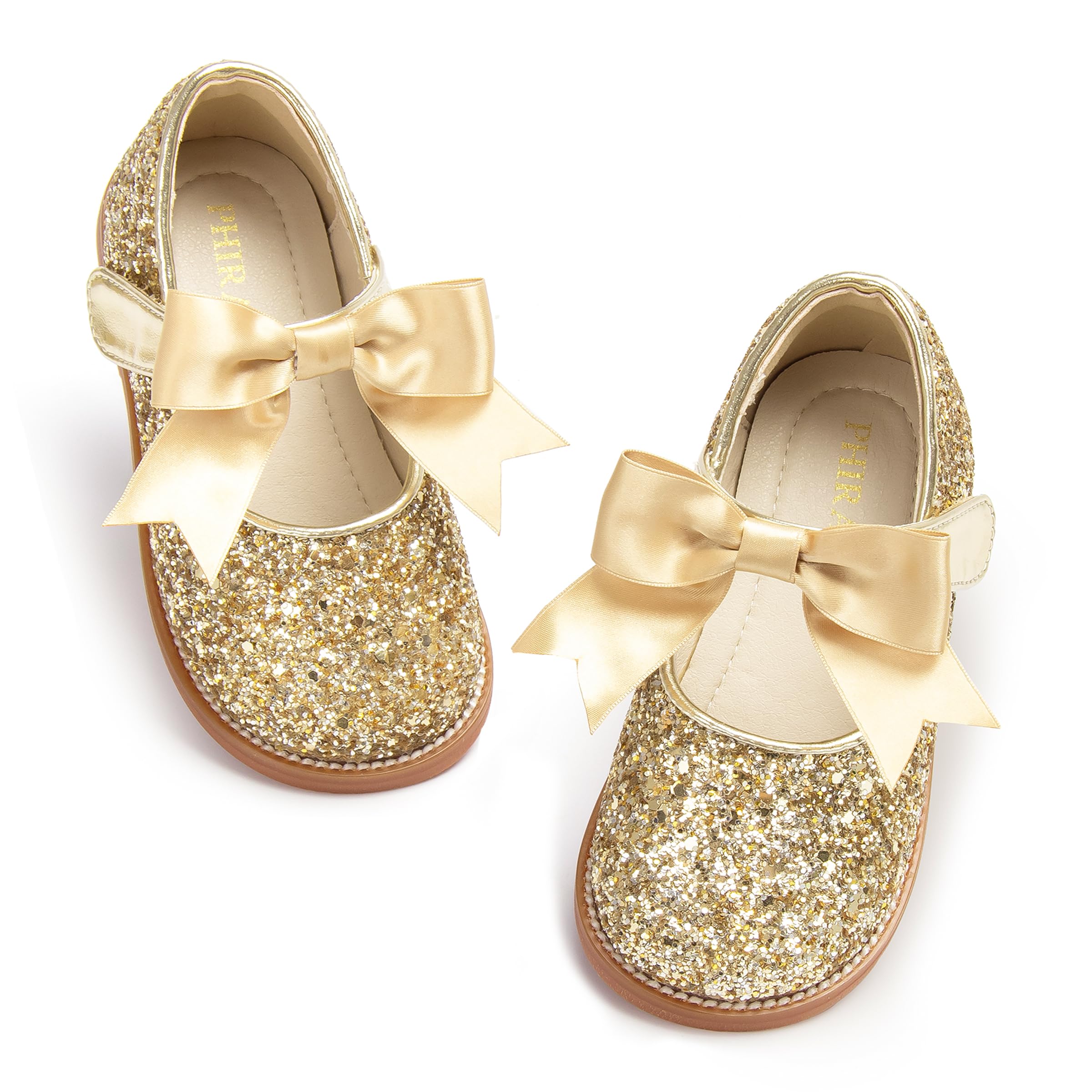 PHIRAMIN Toddler Flower Girl Dress Shoes - Little Girl Mary Janes Flats Wedding