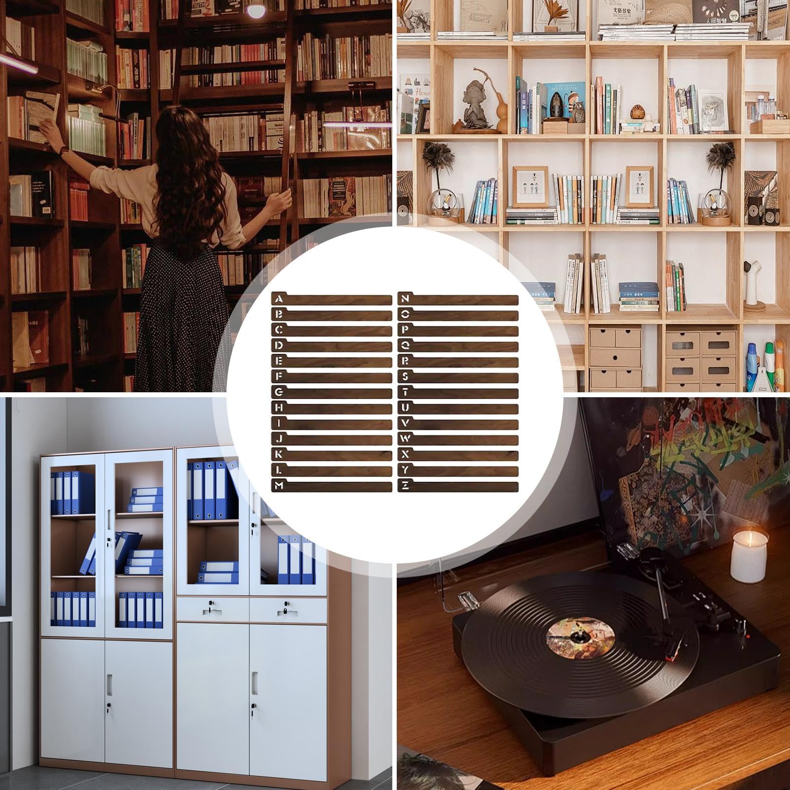 Divisore per Album Musicali Organizzatore in Legno da 26 Pezzi | Separatori per Raccolta Musicale Dedicato a Appassionati di Musica, Adulti, Collezionisti e