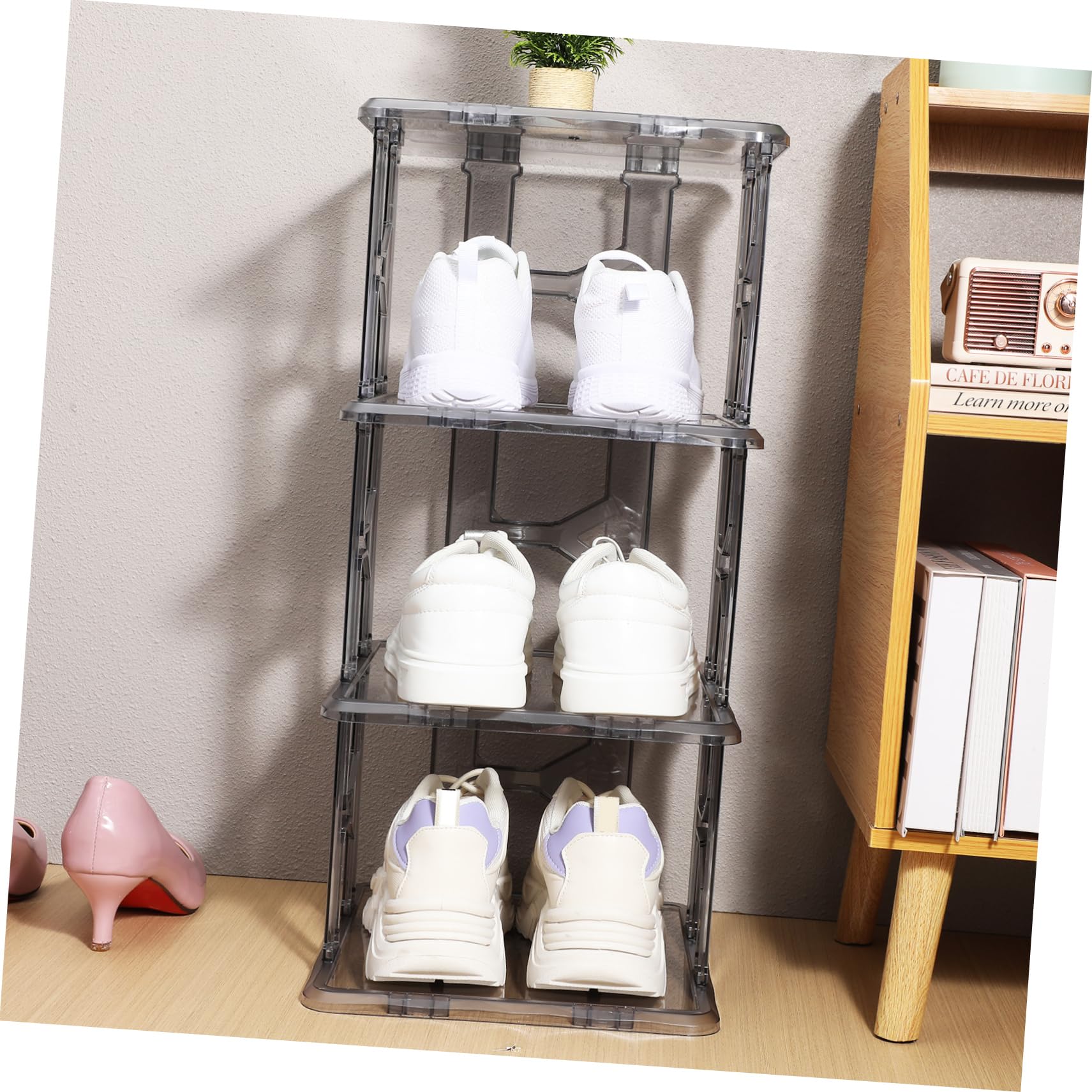 PartyKindom Zapatero De Puerta Organizador De Zapatos Compacto De Plástico Transparente Ahorra Espacio para Pasillos o Entradas Pequeñas Zapatero Estrecho Hogar