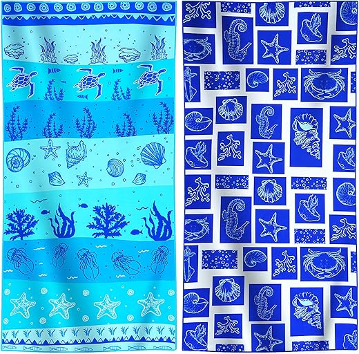 Microfiber Pool Sandproof Beach Towel Blanket – Quick Fast Dry Sand Free Proof Compact Outdoor Camping Travel Swim Micro Fiber Thin Yoga Mat Personalized Gift for Women Man Adult Blue Tie Dye