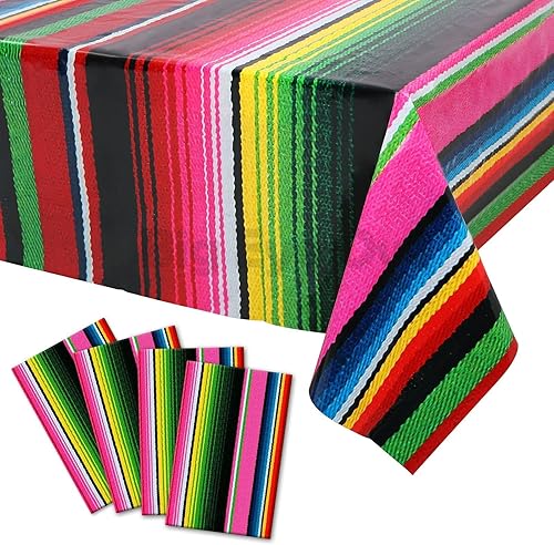 Mantel desechable para fiesta mexicana, 4 piezas, decoración de fiesta de cumpleaños, mantel de plástico para mesa de México, suministros para