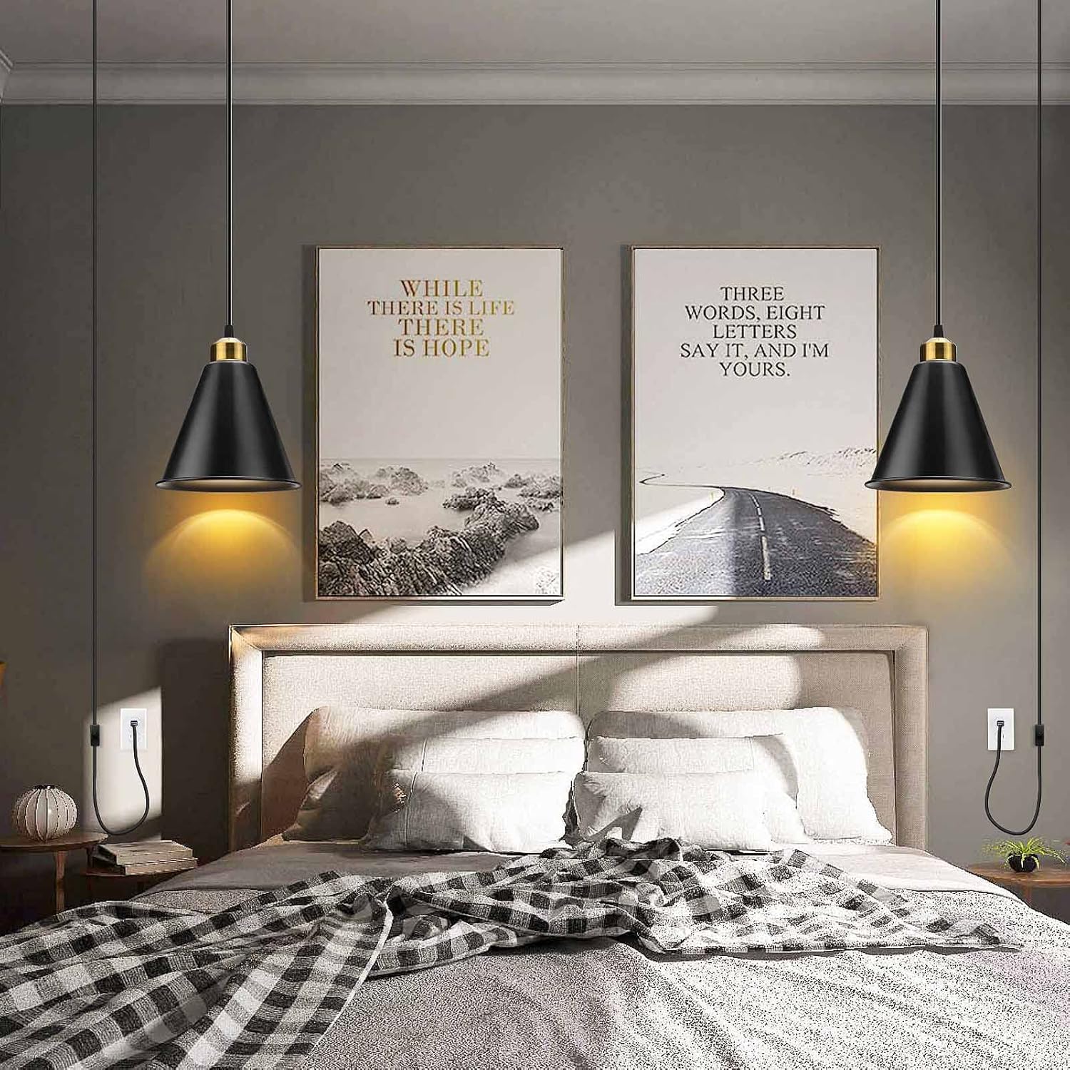 Plug in Pendant Light, Industrial Pendant Light E26 E27 Base, Vintage Hanging Pendant Lights Retro Pendant Light Fixtures Home Kitchen Lighting, Bar Lights Hanging - - 