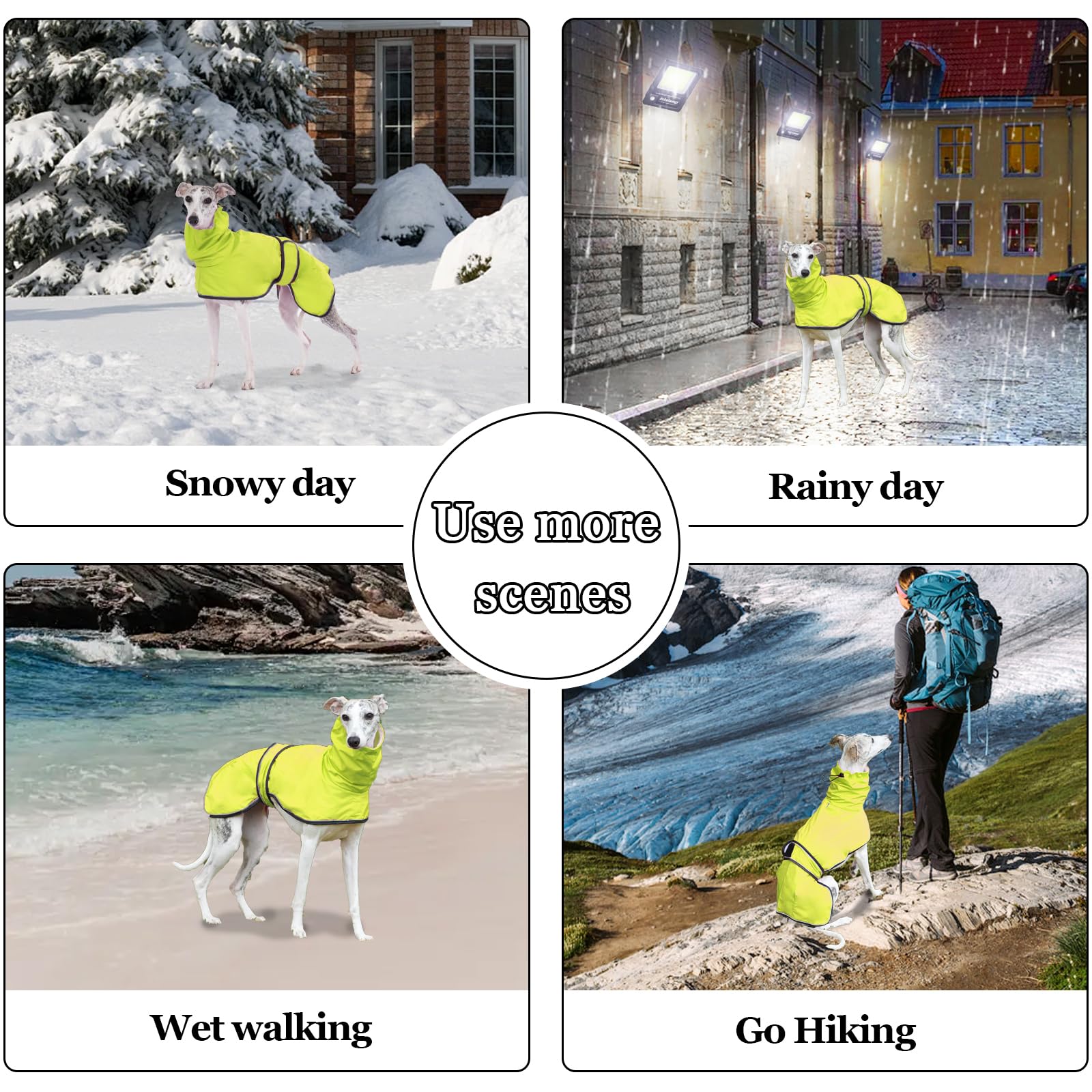 Geyecete Windhund Leicht Hundejacke Regenjacke, Hunderegenmantel Wasserdicht Verstellbar Windhundejacke Whippets Reflektierend Mantel Poncho fur Greyhounds, Lurcher und Whippets-Grün-XXL