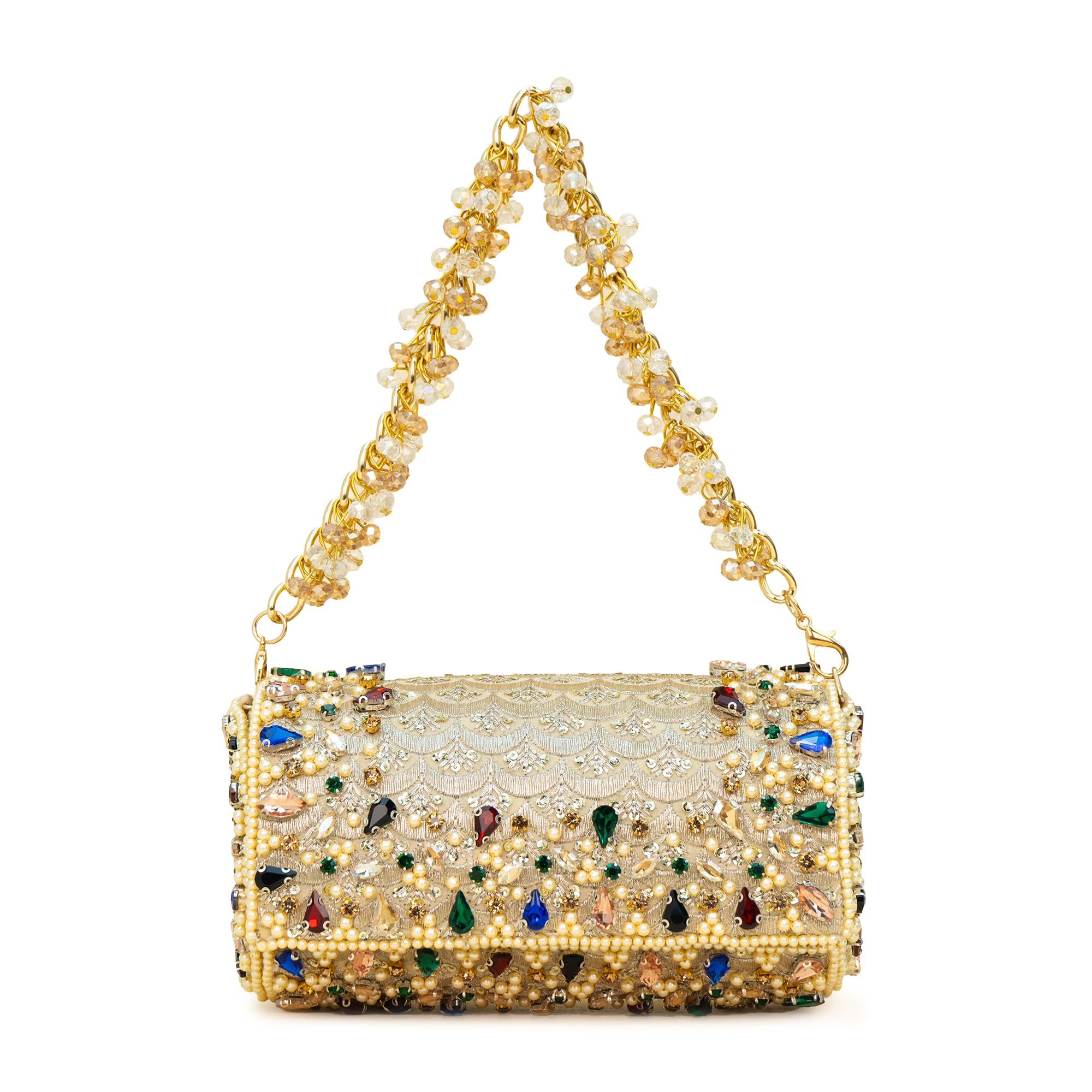 cara fashion Rich Embellished Occasion Purse, Handcrafted Velvet with Zari Embroidery & Pearl Handle, Wedding & Festive-picture-47