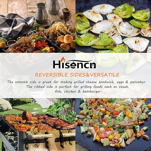 Miniatura 8 de Hisencn Plancha de hierro fundido esmaltado en porcelana, Sartén para estufa, Plancha antiadherente reversible plana superior, Plancha de doble